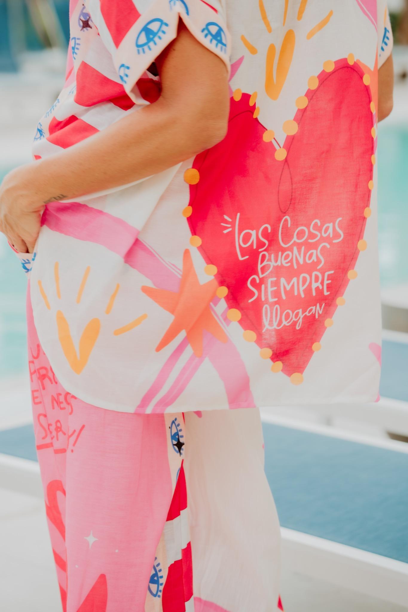 Universo Blessings Button-Down – Pink & Red