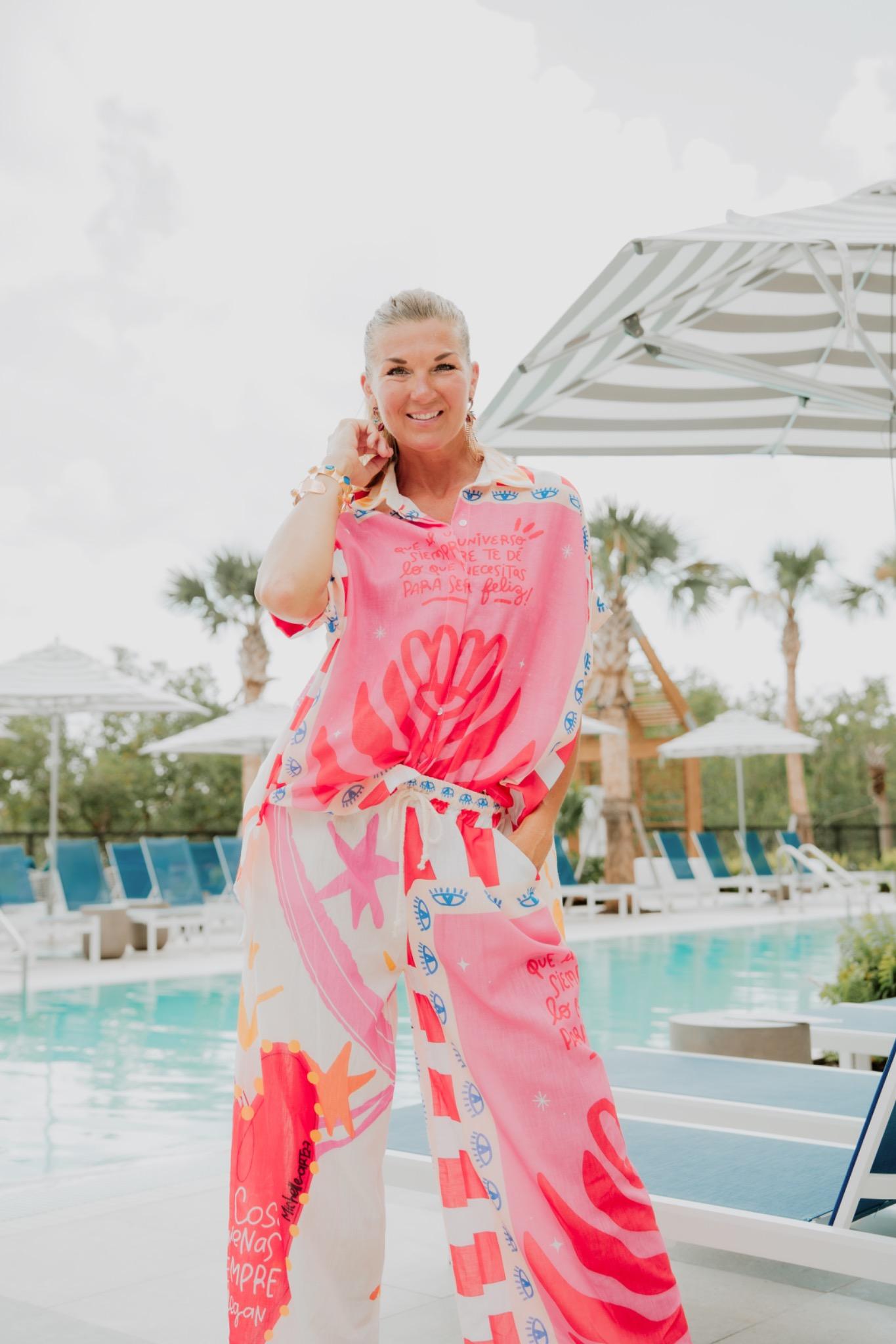 Universo Blessings Button-Down – Pink & Red