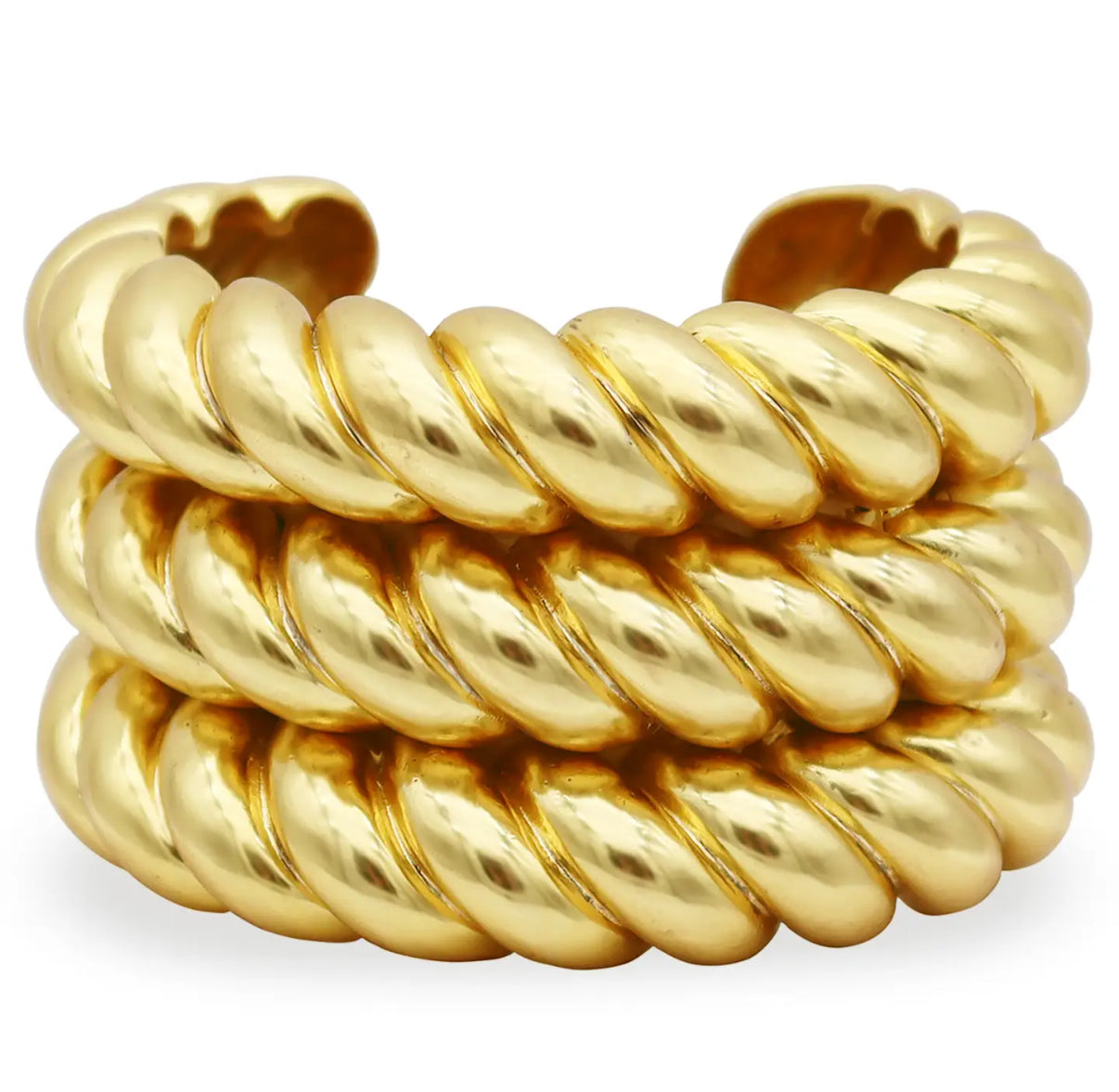 Triple Twist Gold Cuff Bracelet