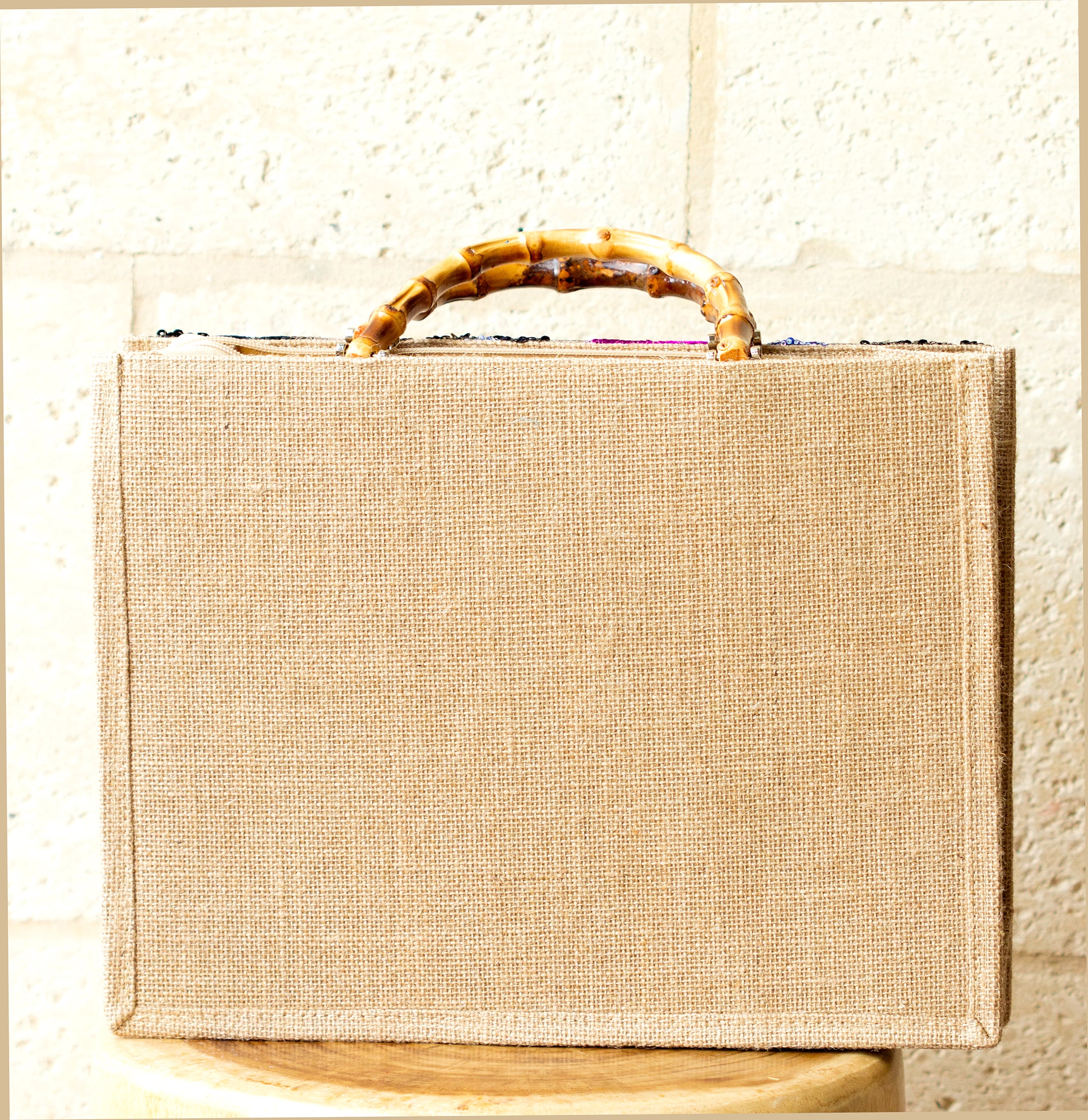 Statement Piece Square Bag with Floral Garden and Sequins