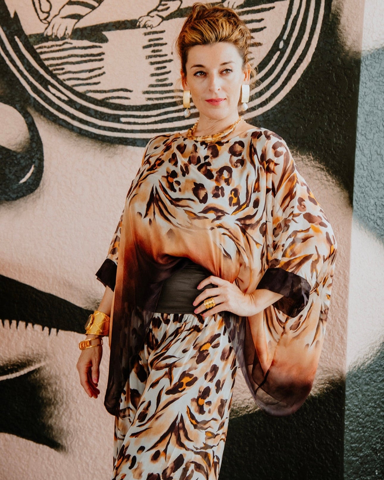 Italian Silk Animal Print Set- Top