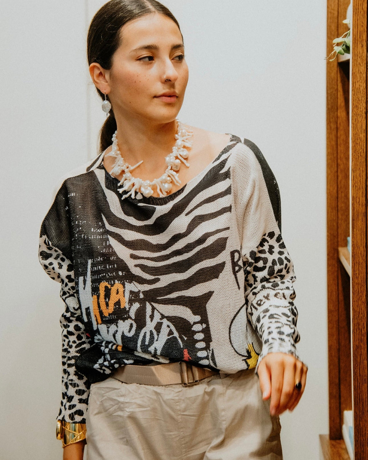 Snoopy Graphic Cotton Knit Tops