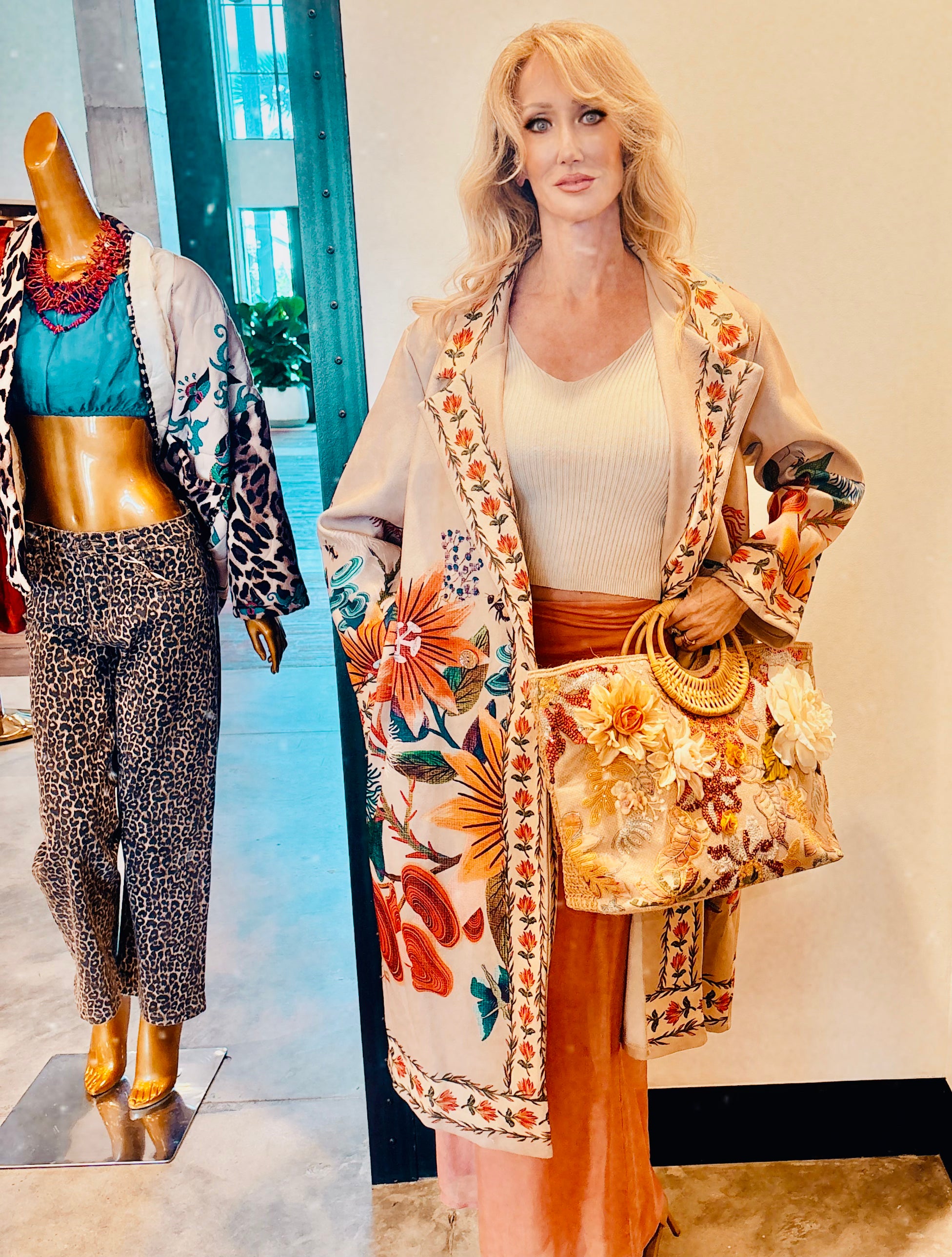 Tropical Bloom Embroidered Like Coat