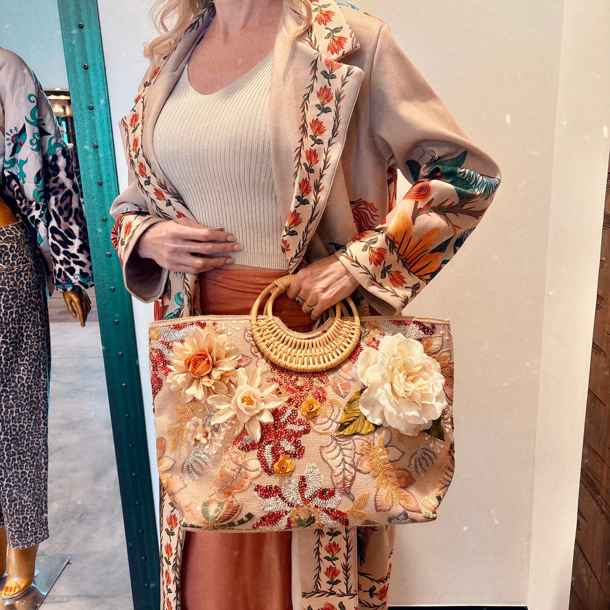Tropical Bloom Embroidered Like Coat