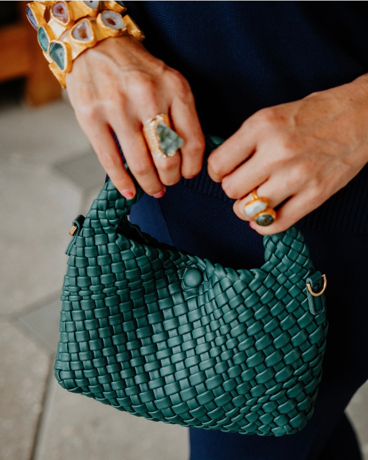 Emerald Weave Vegan Leather Bag