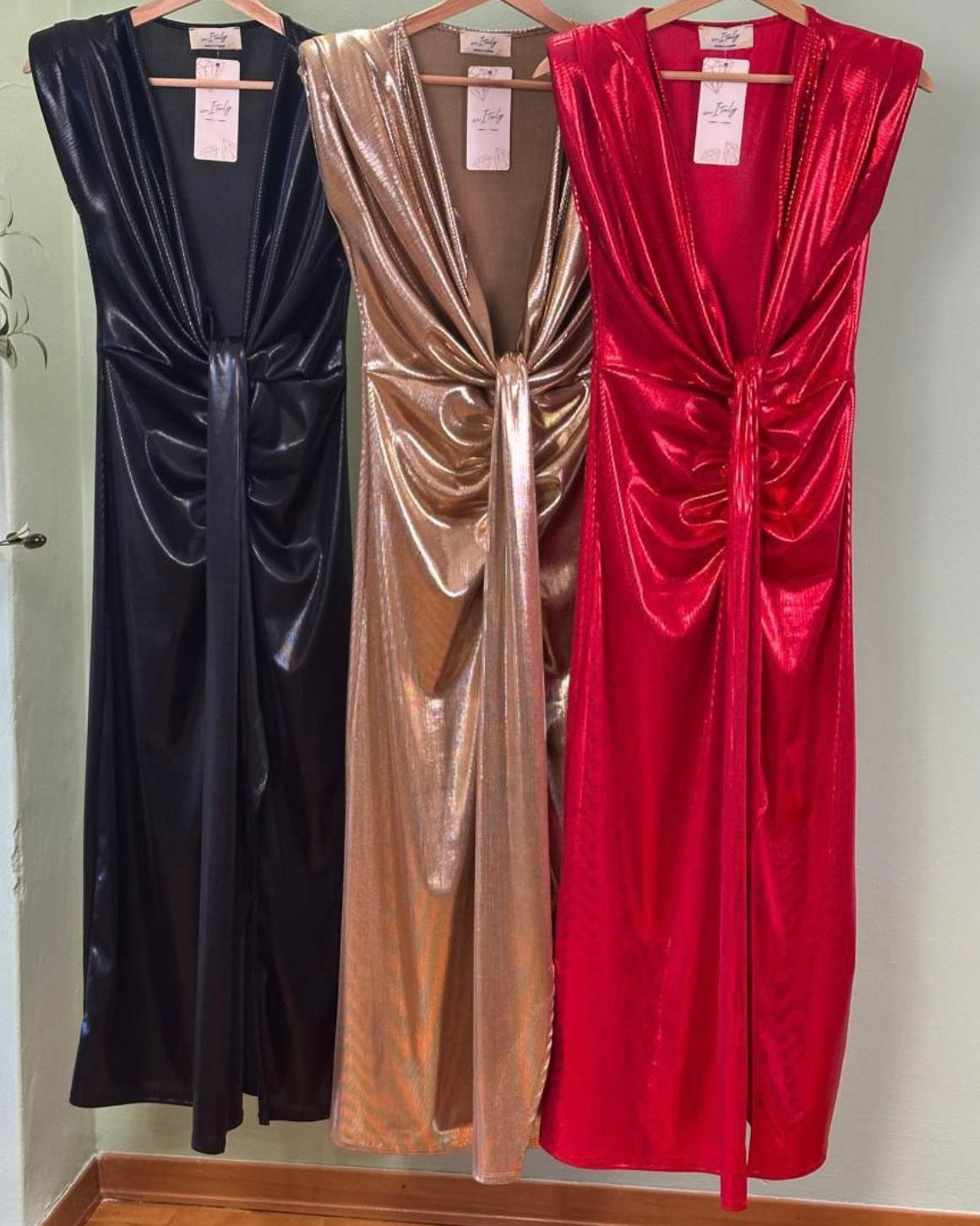 Liquid Shine Draped Gown