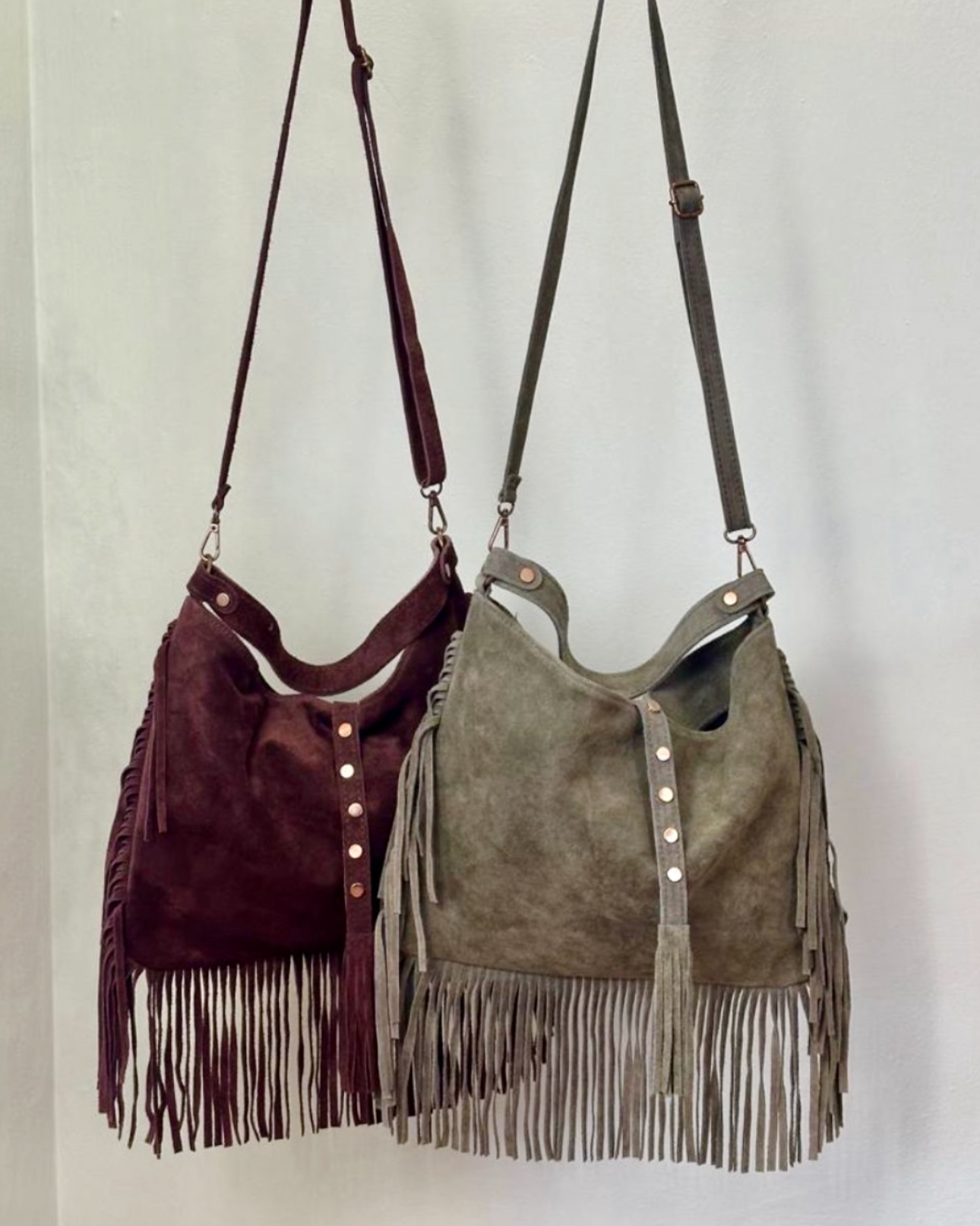Suede Fringe Shoulder Bag