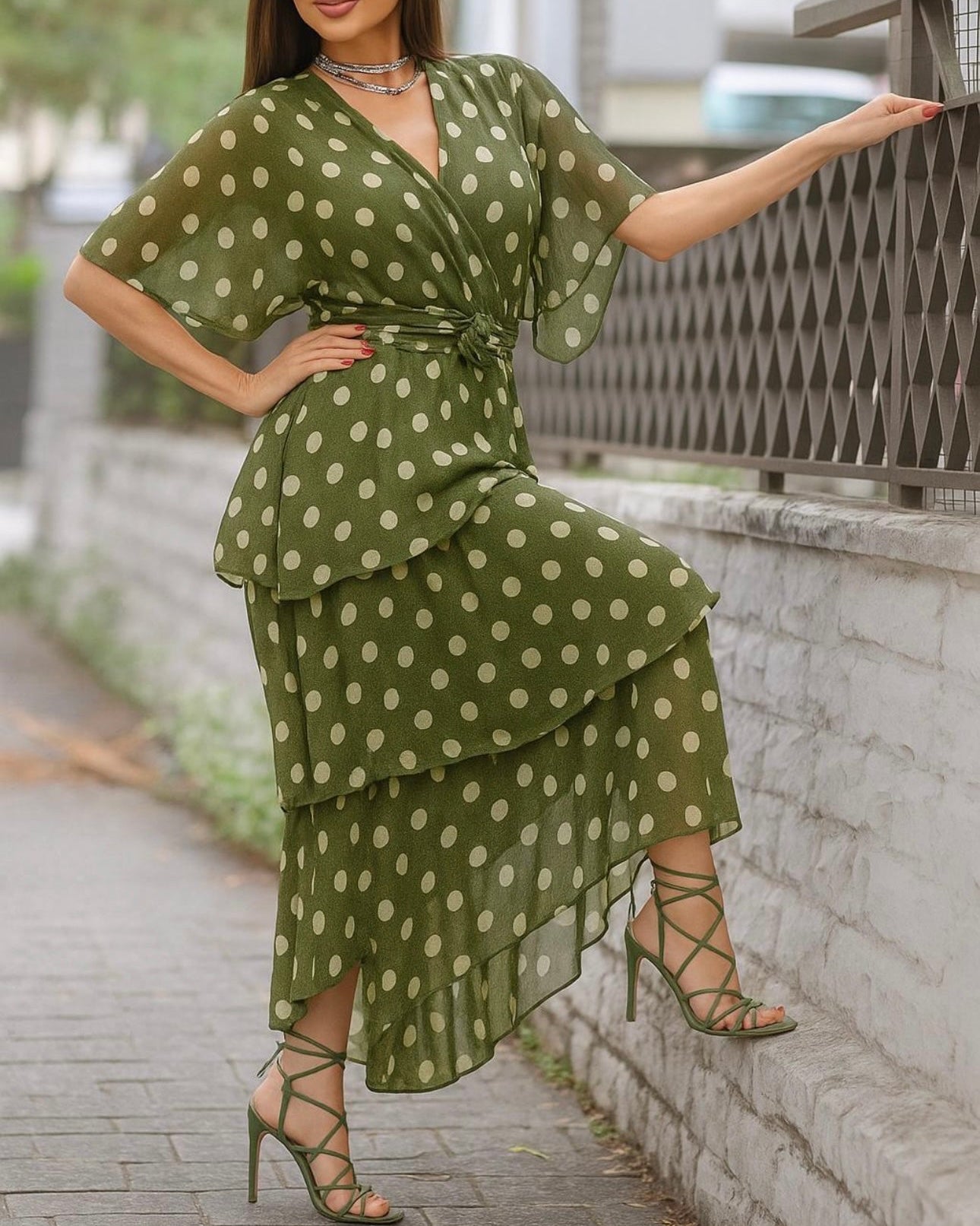 Polka Dot Layered Tier Dress