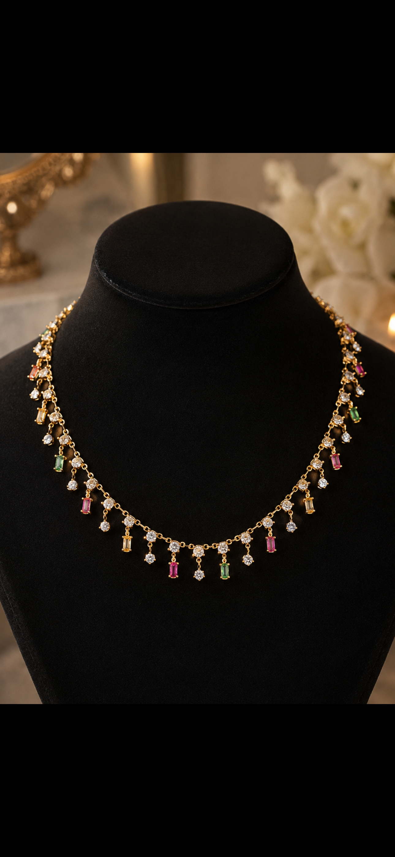 Rainbow Drop Crystal Necklace