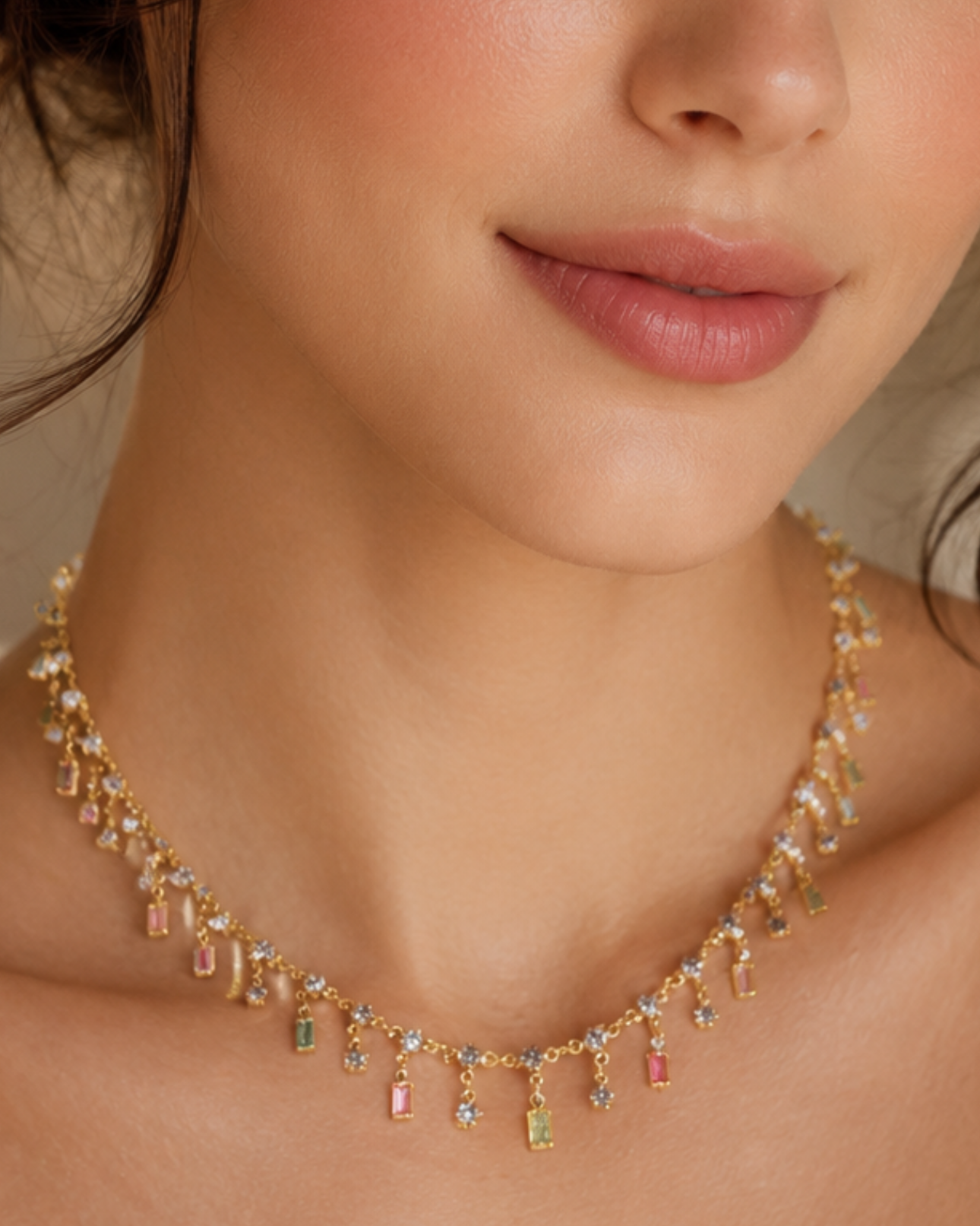Rainbow Drop Crystal Necklace