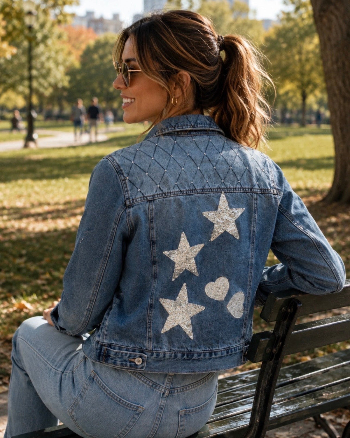 Embellished Quilted Denim Jacket