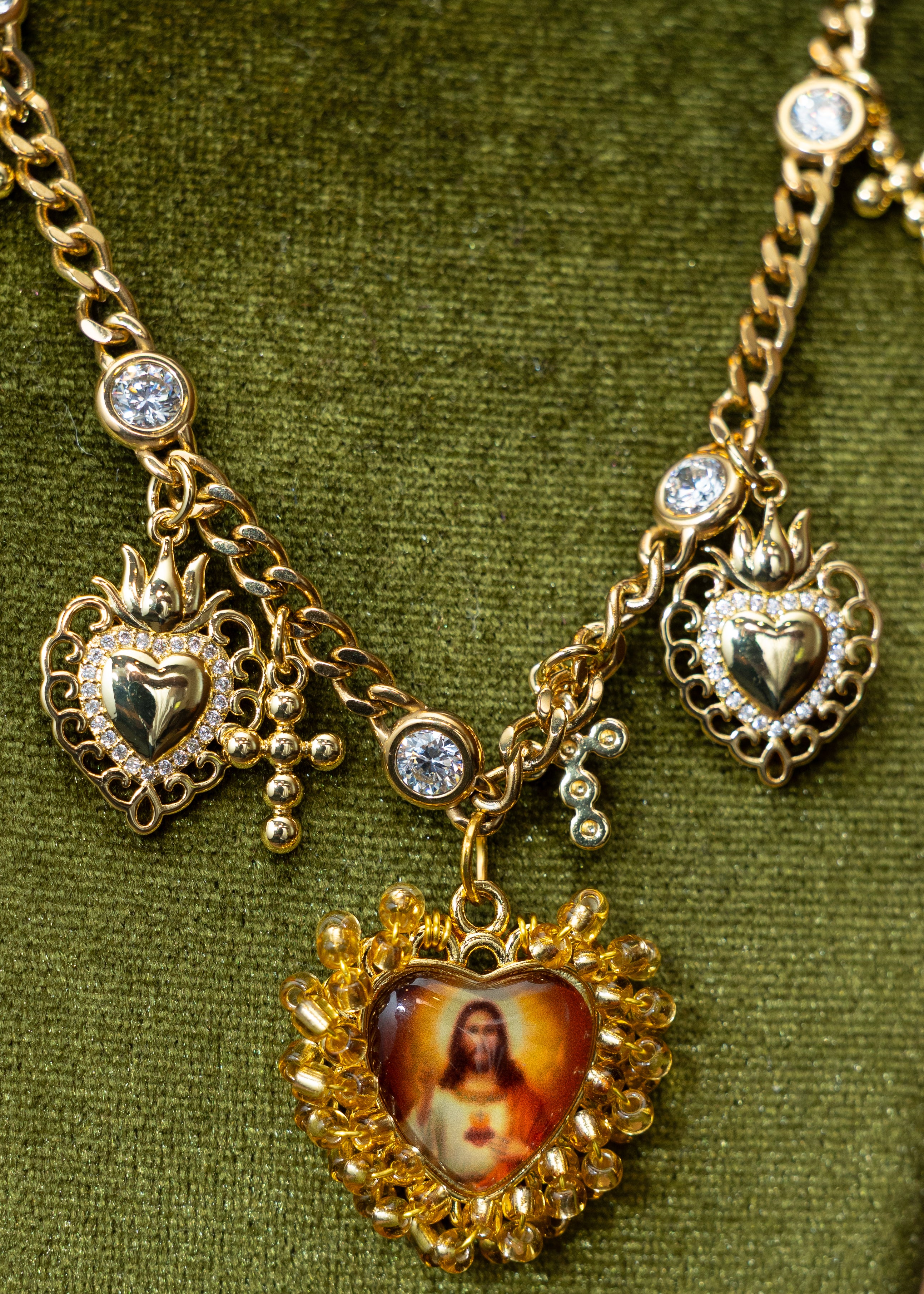 Sacred Heart Relic Charm Necklace