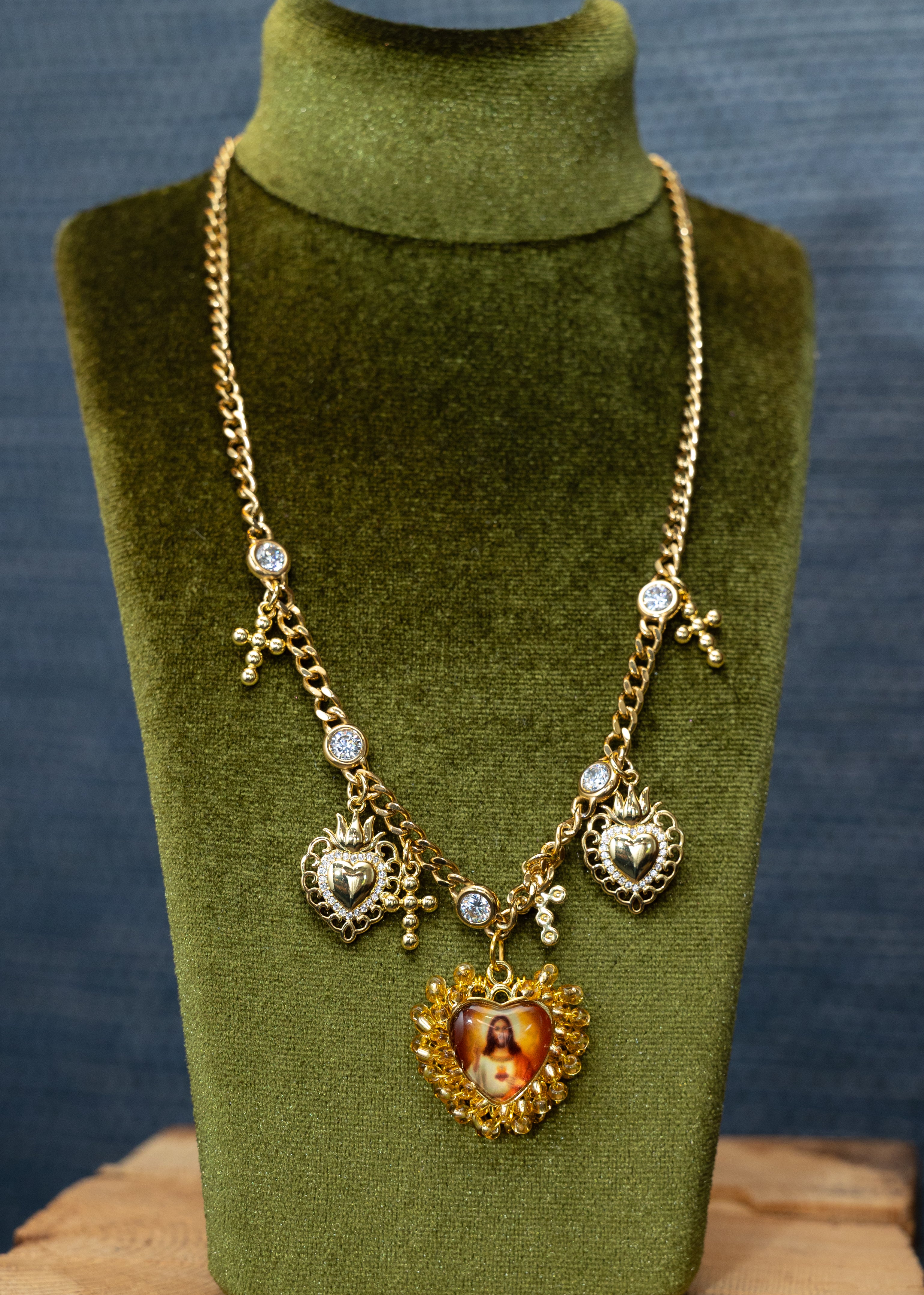 Sacred Heart Relic Charm Necklace