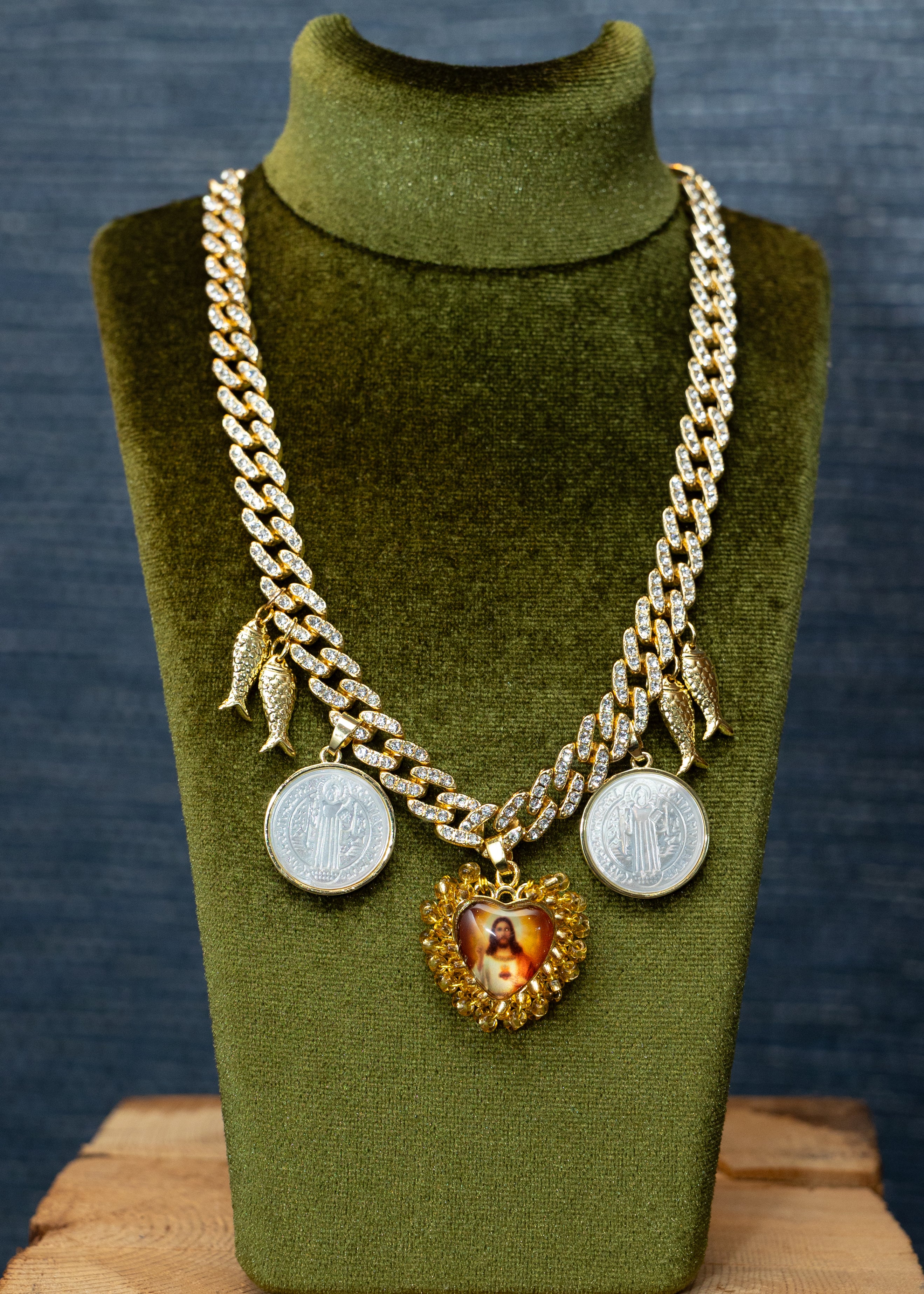 Pavé Chain Sacred Heart Necklace