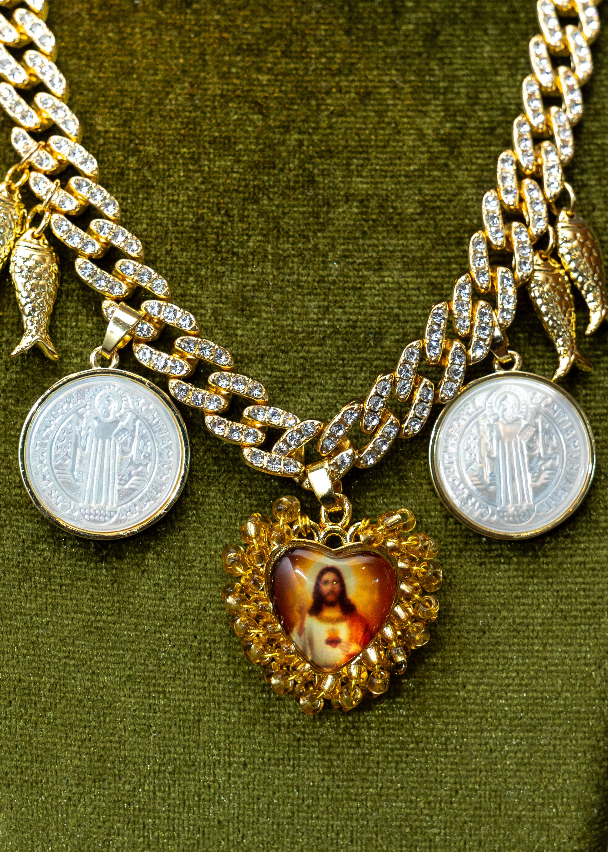 Pavé Chain Sacred Heart Necklace
