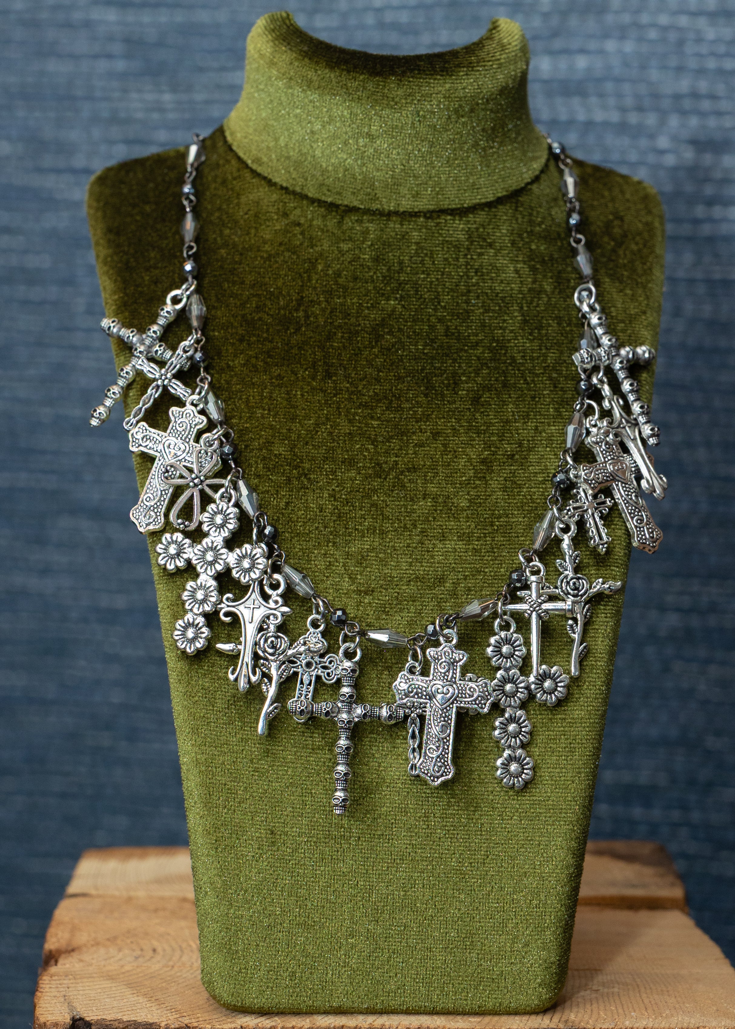 Silver Sanctuary Cross Statement Necklace