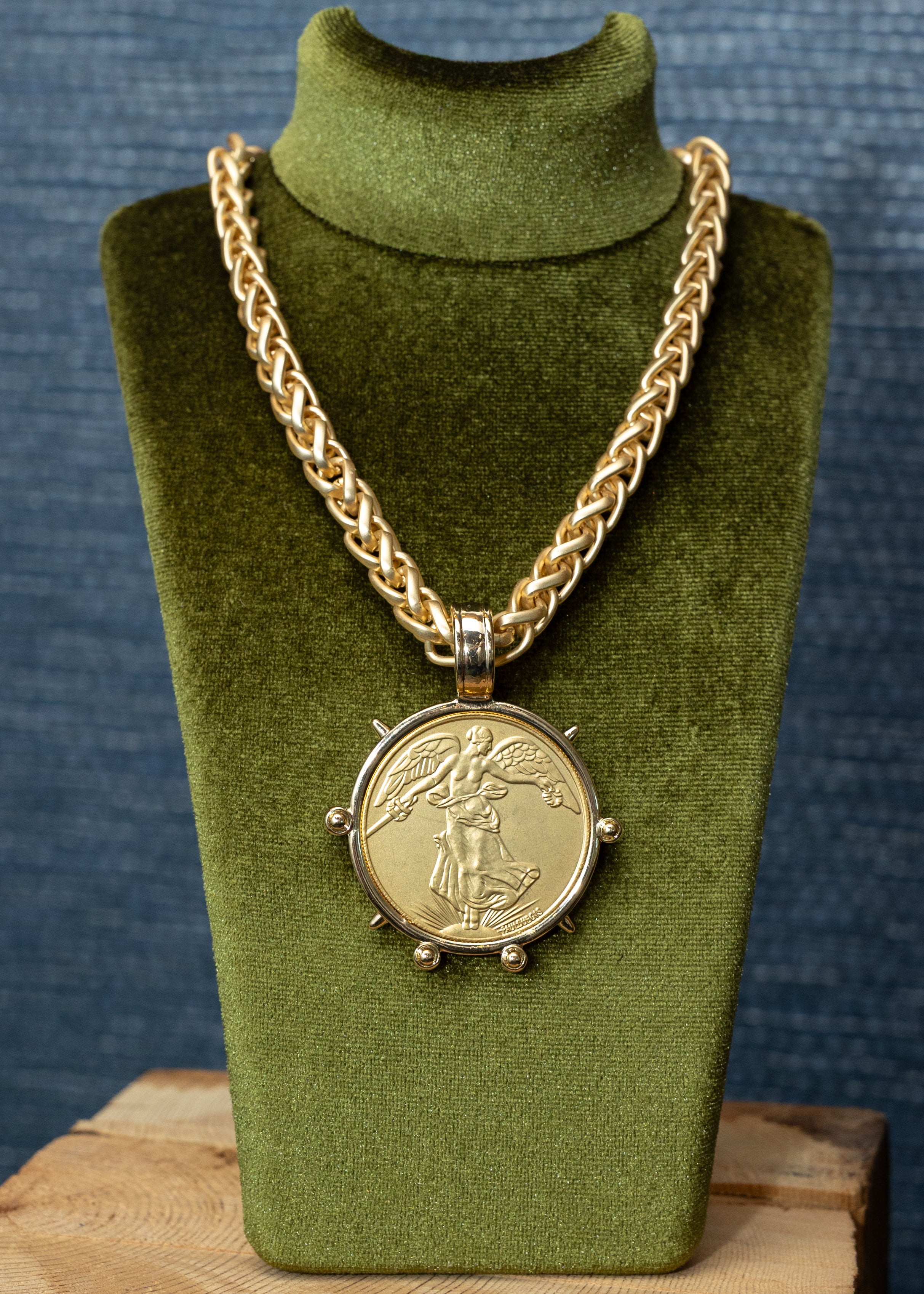 Gold Chain Imperial Winged Coin Necklace