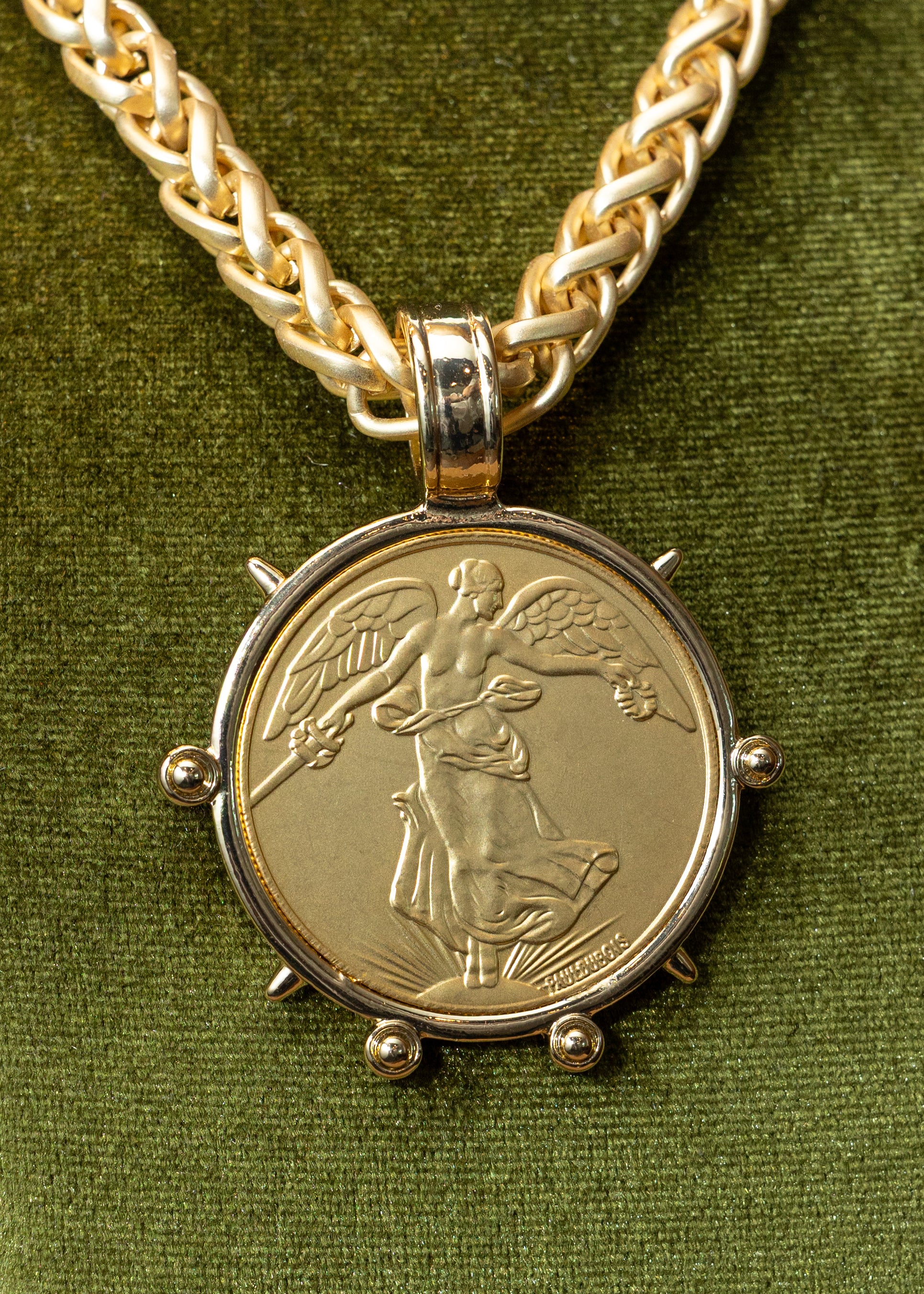 Gold Chain Imperial Winged Coin Necklace