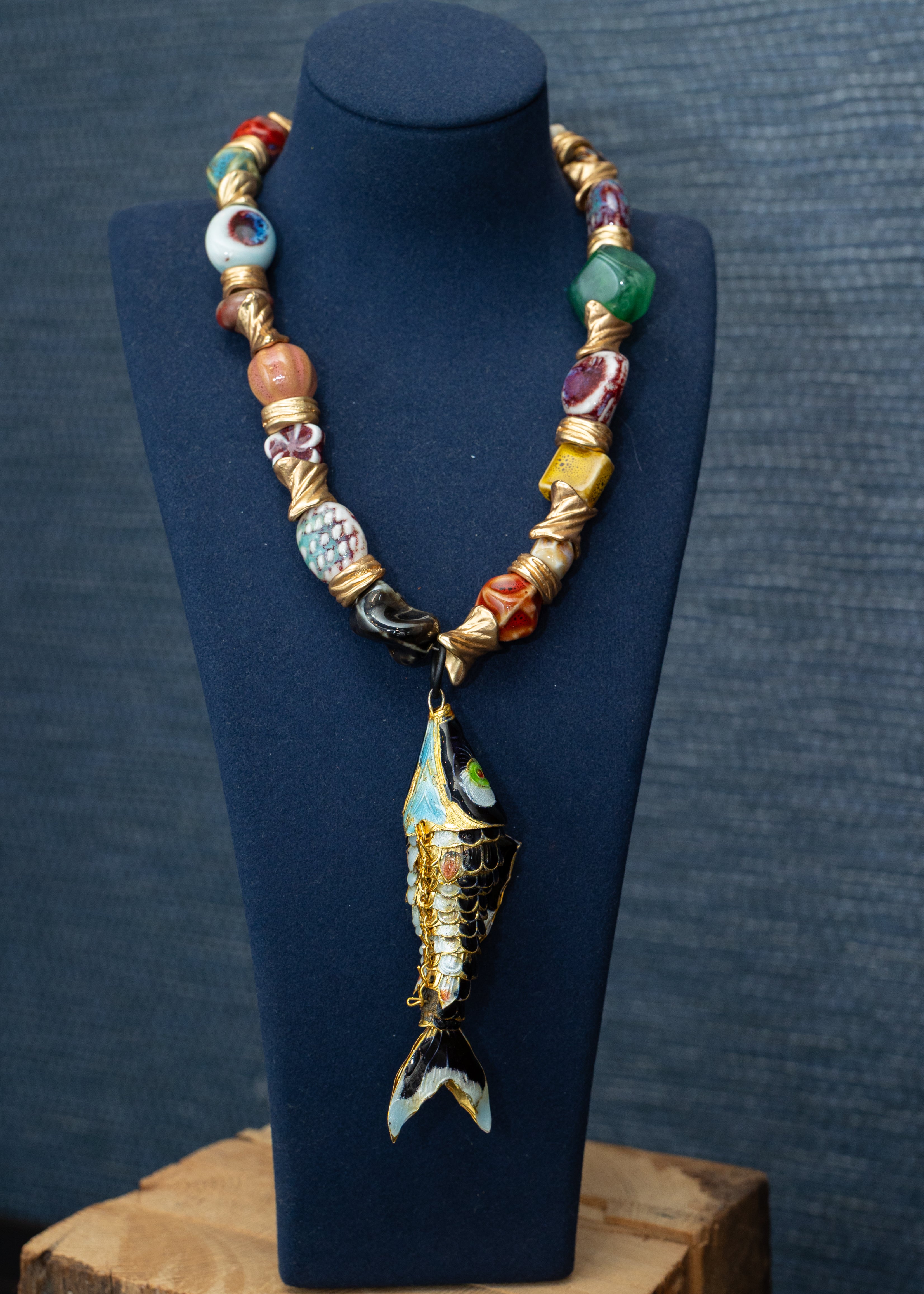 Mosaic Koi Talisman Necklace