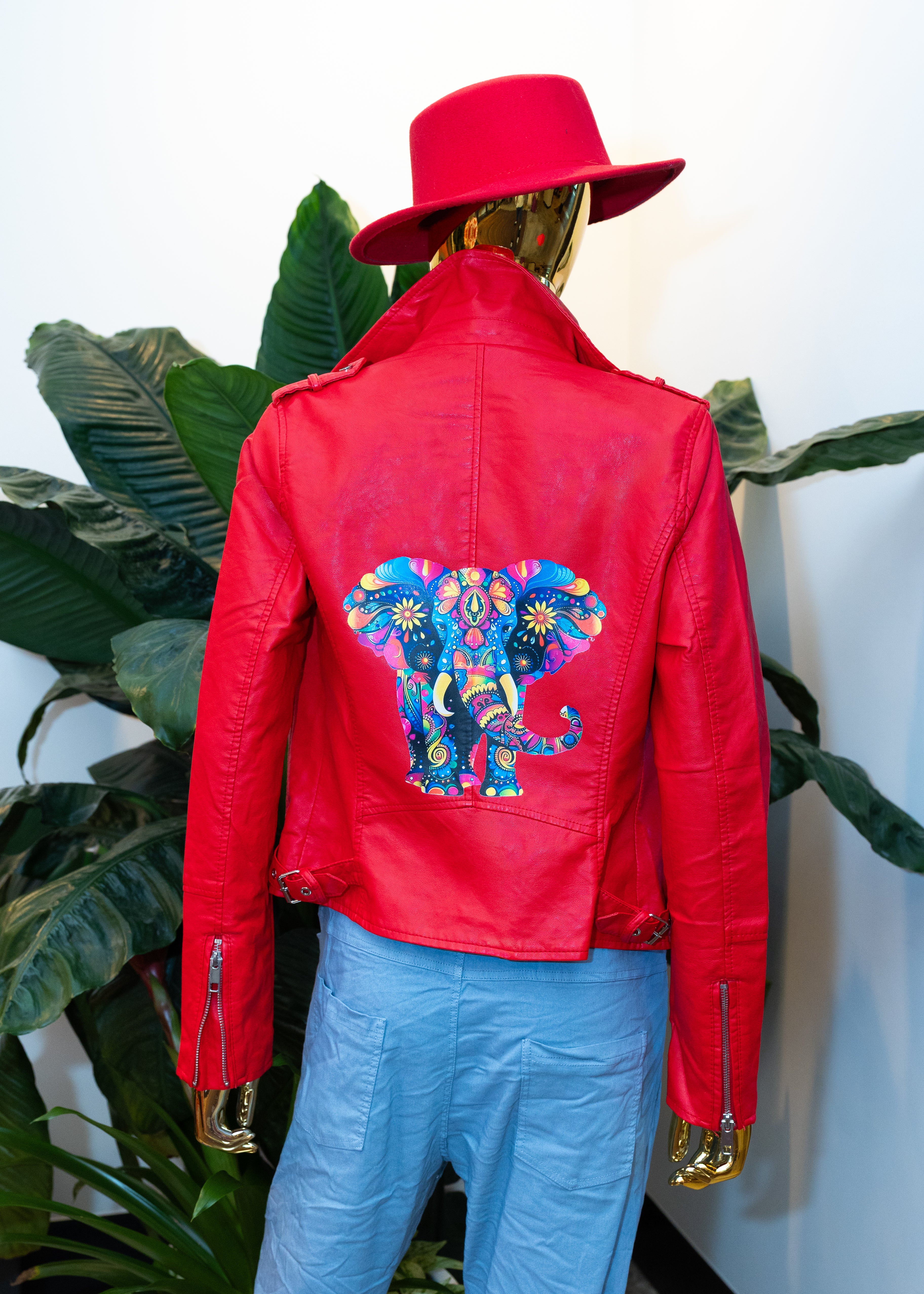 Electric Elephant Leather Moto Jacket
