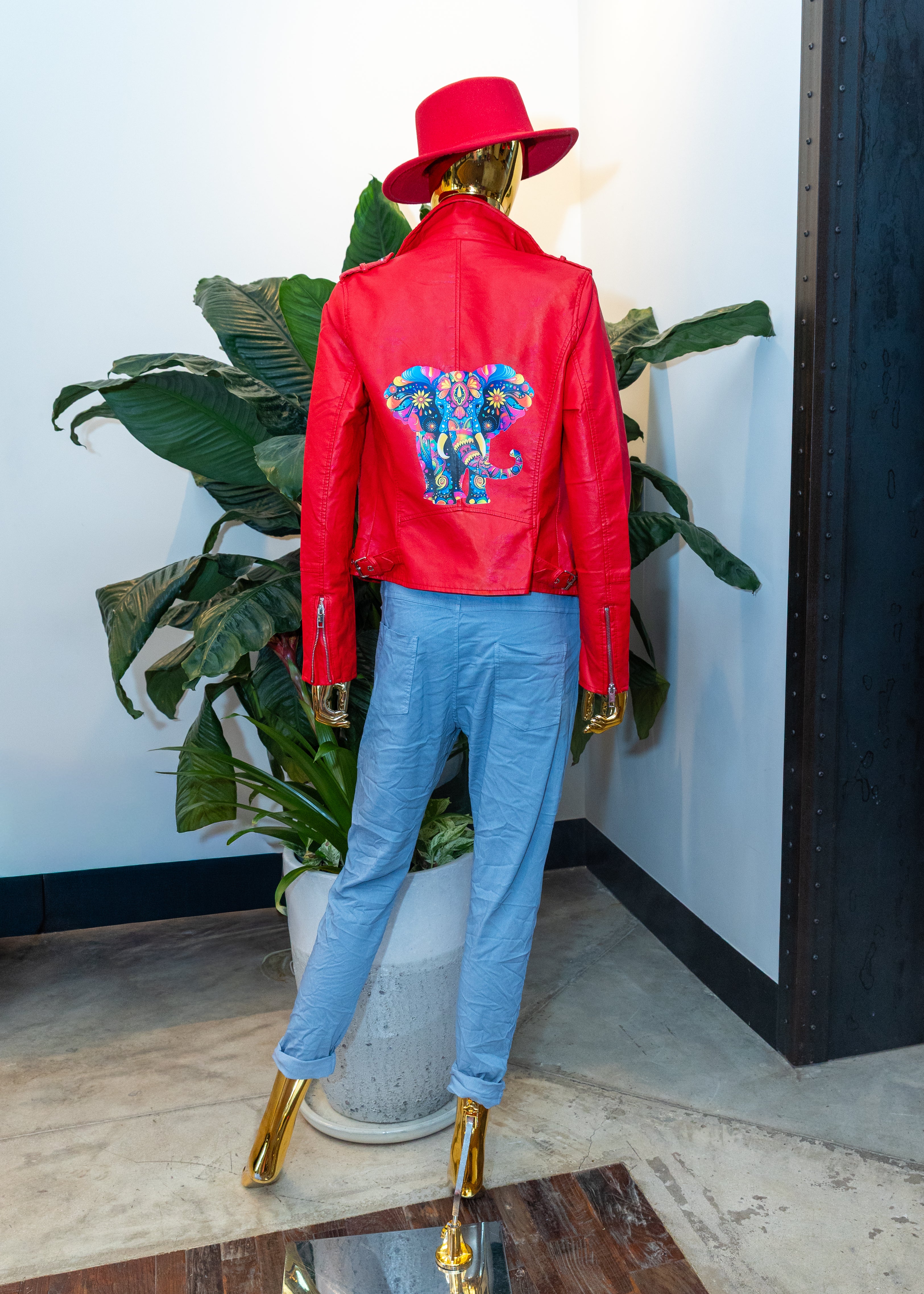 Electric Elephant Leather Moto Jacket