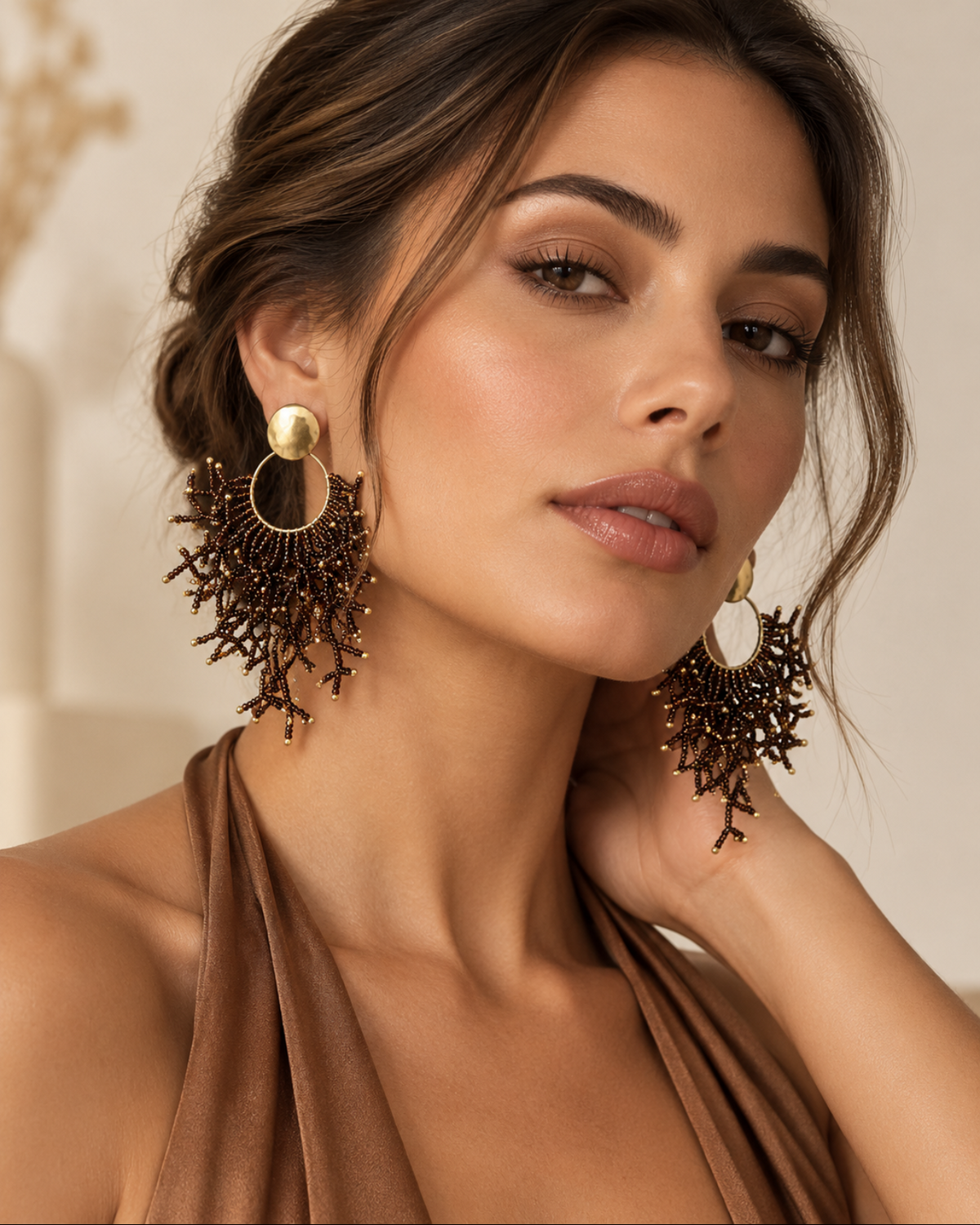 Chocolate Reef Beaded Earrings