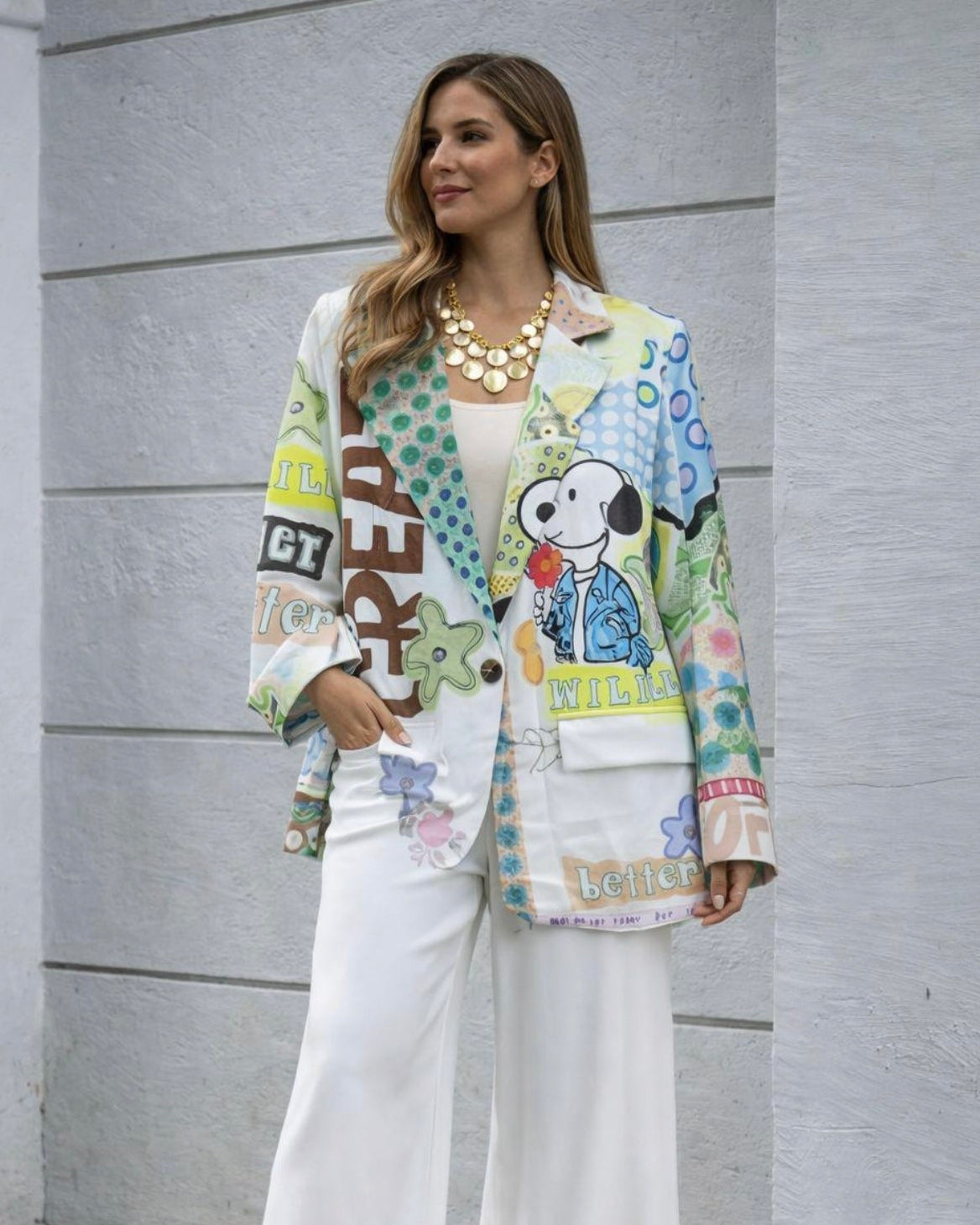 Art Collage Statement Blazer