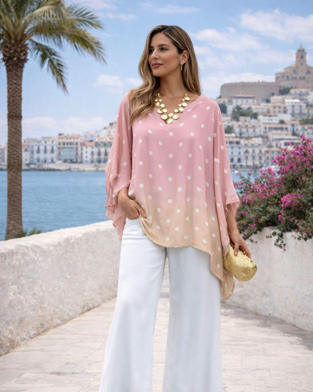 Polka Dot Chiffon Top
