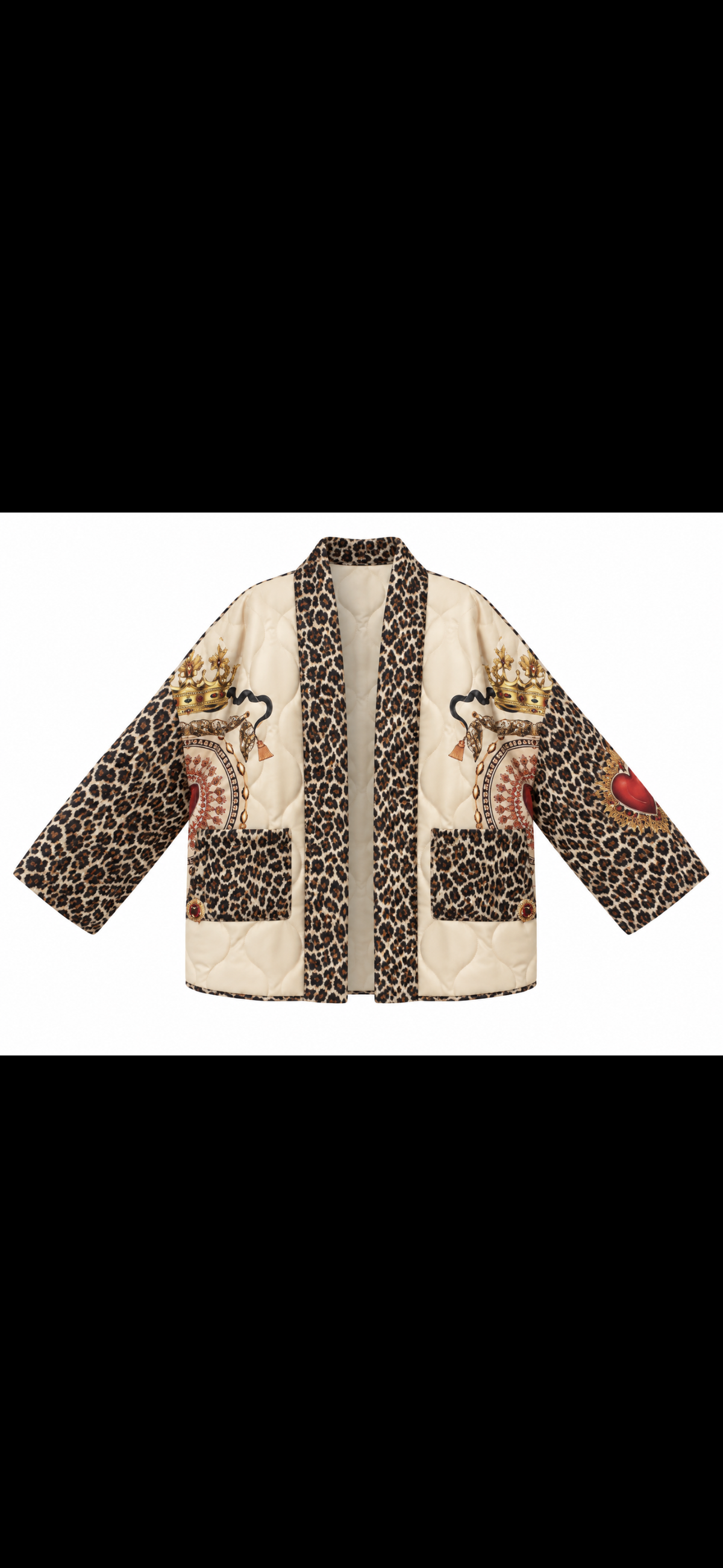 Queen of Hearts Leopard Quilted Jacket