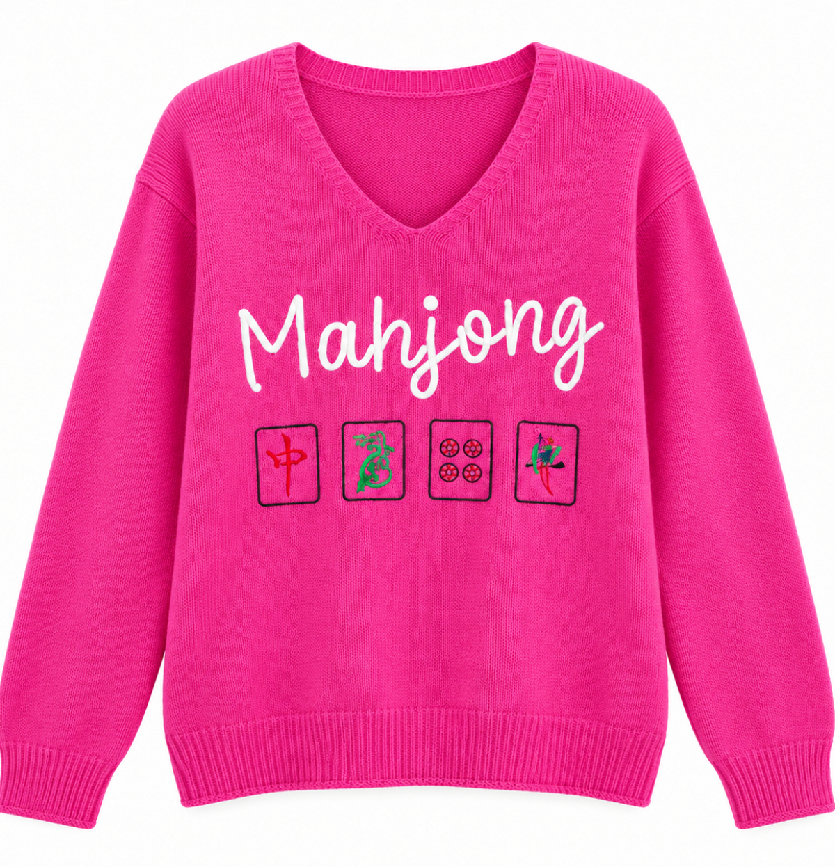 The Mahjong Social Sweater in Hot Pink