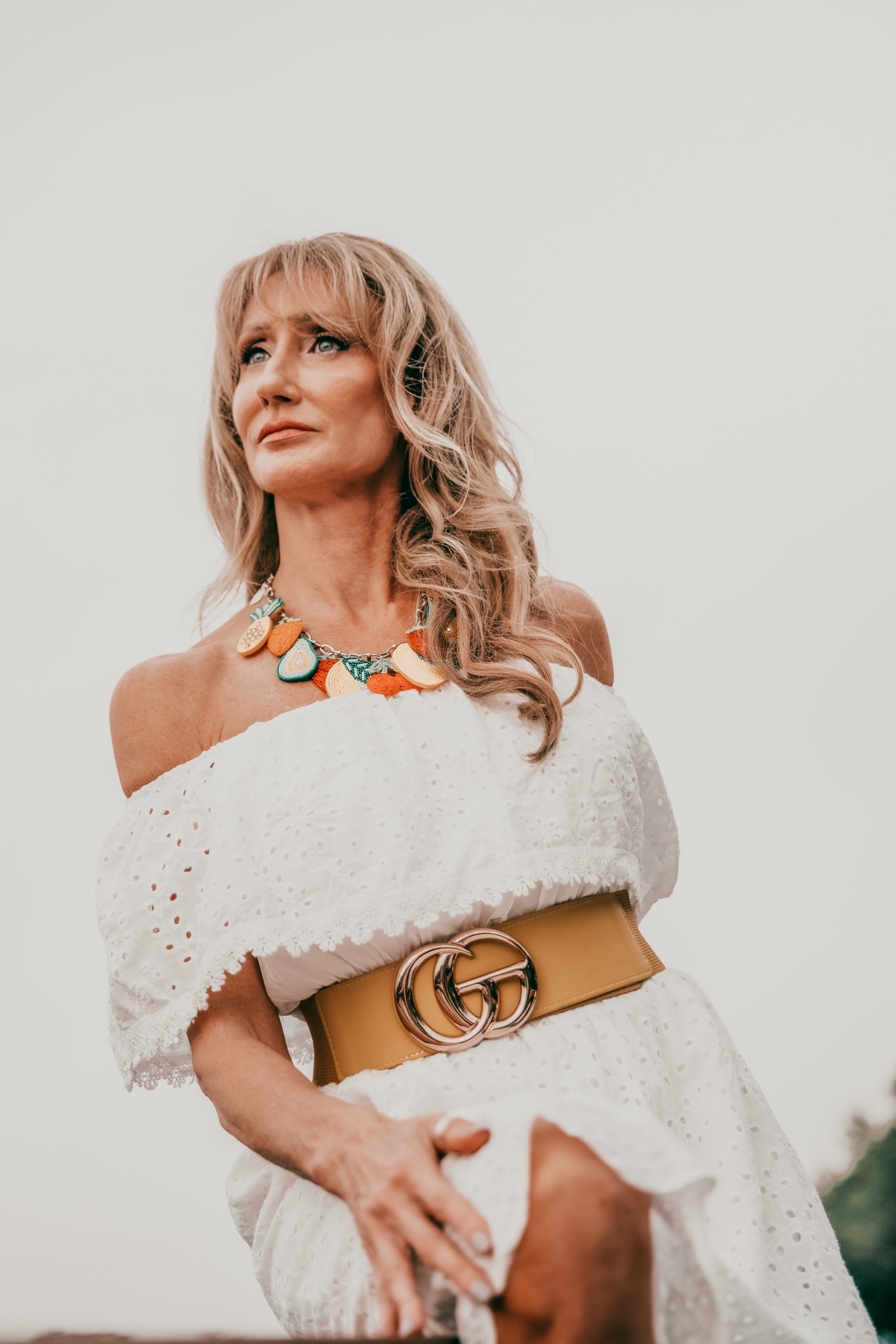 Off-Shoulder Eyelet Maxi Dress