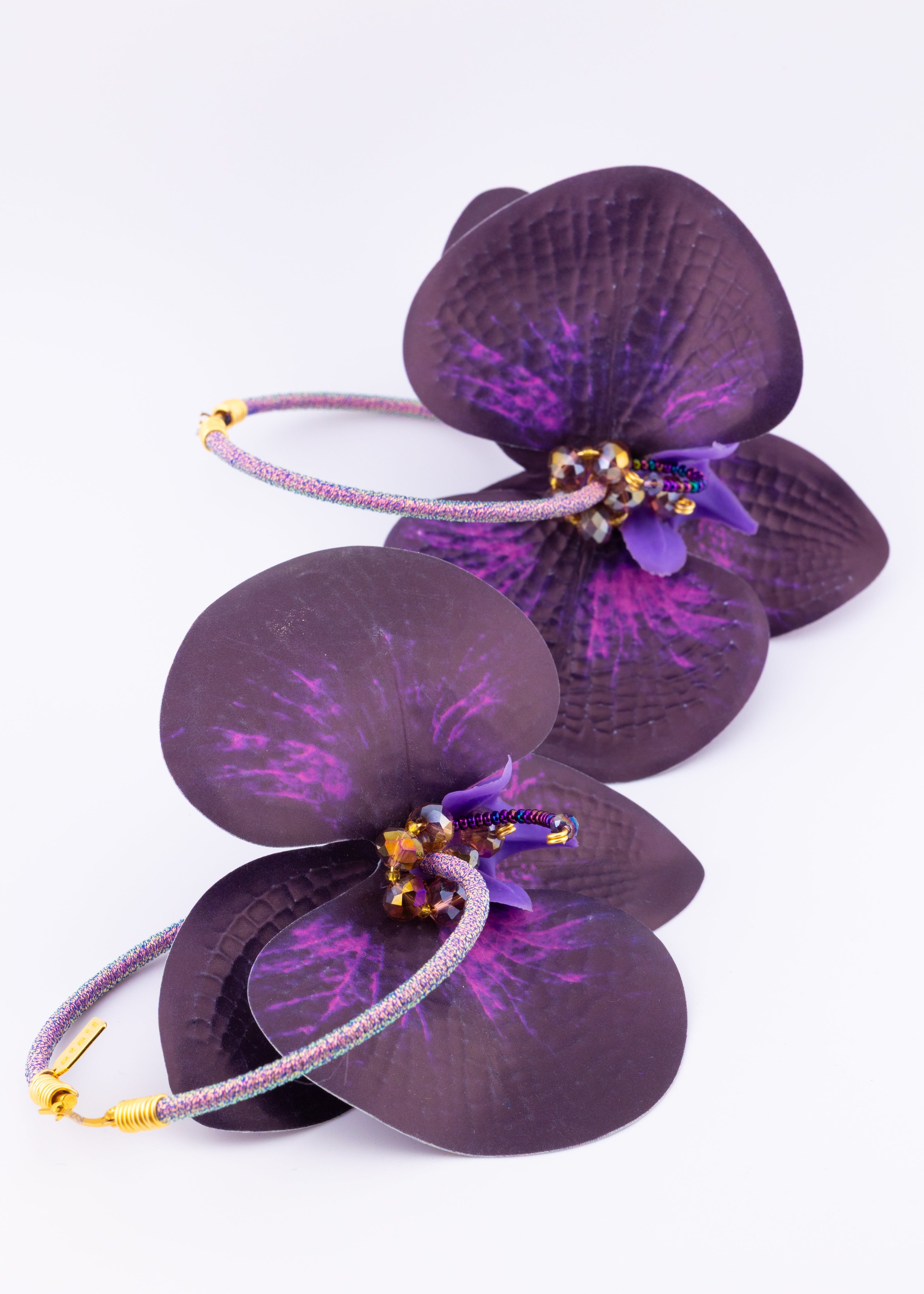 Amethyst Orchid Hoop Earrings