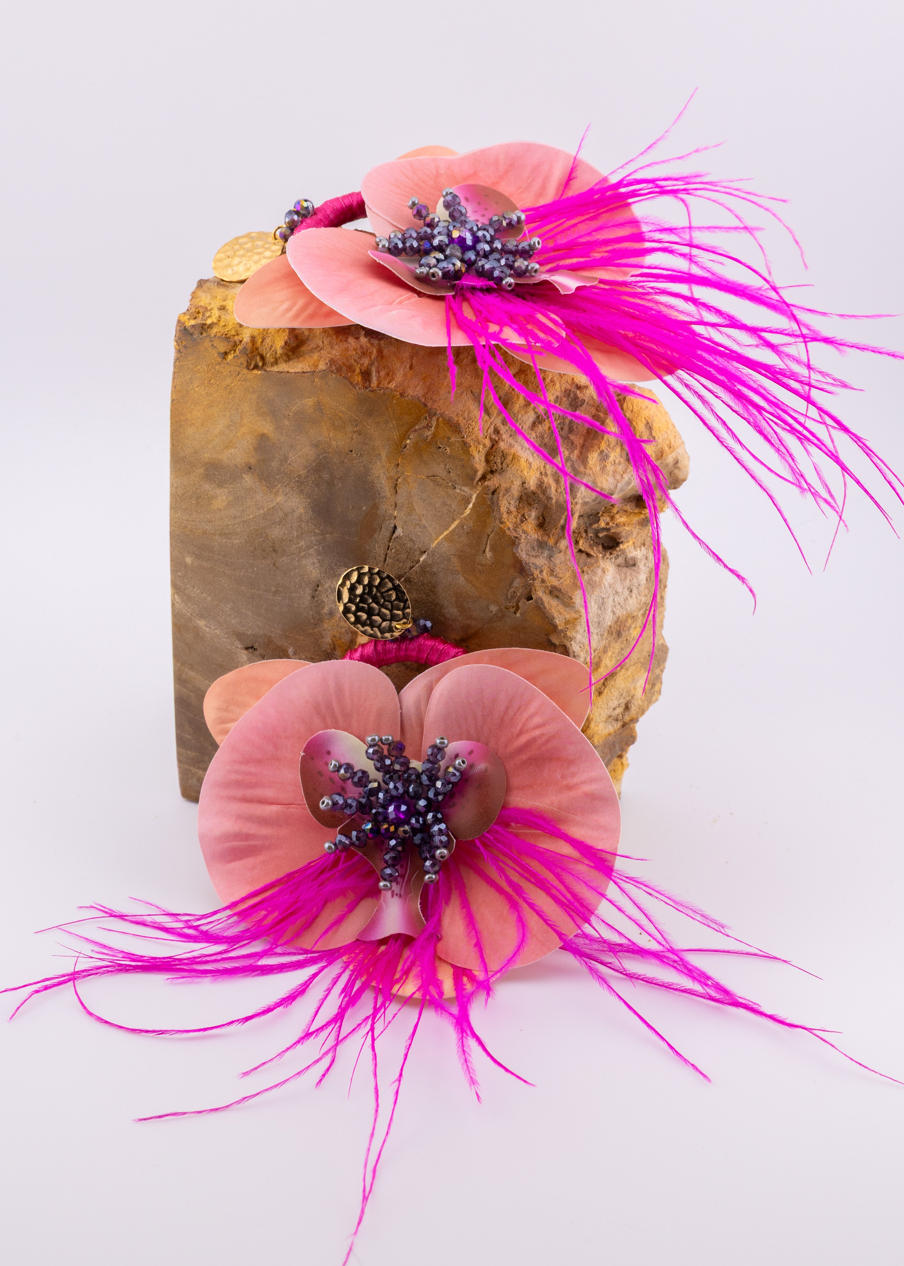 Fuchsia Feather Statement Earrings