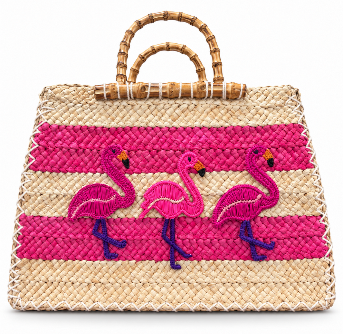 La Dolce Vita Flamingo Fete Italian Staw Tote/Crossbody