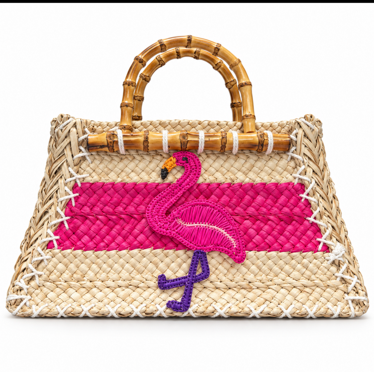 Flamingo Fête Nano — Italian Handmade Straw Tote