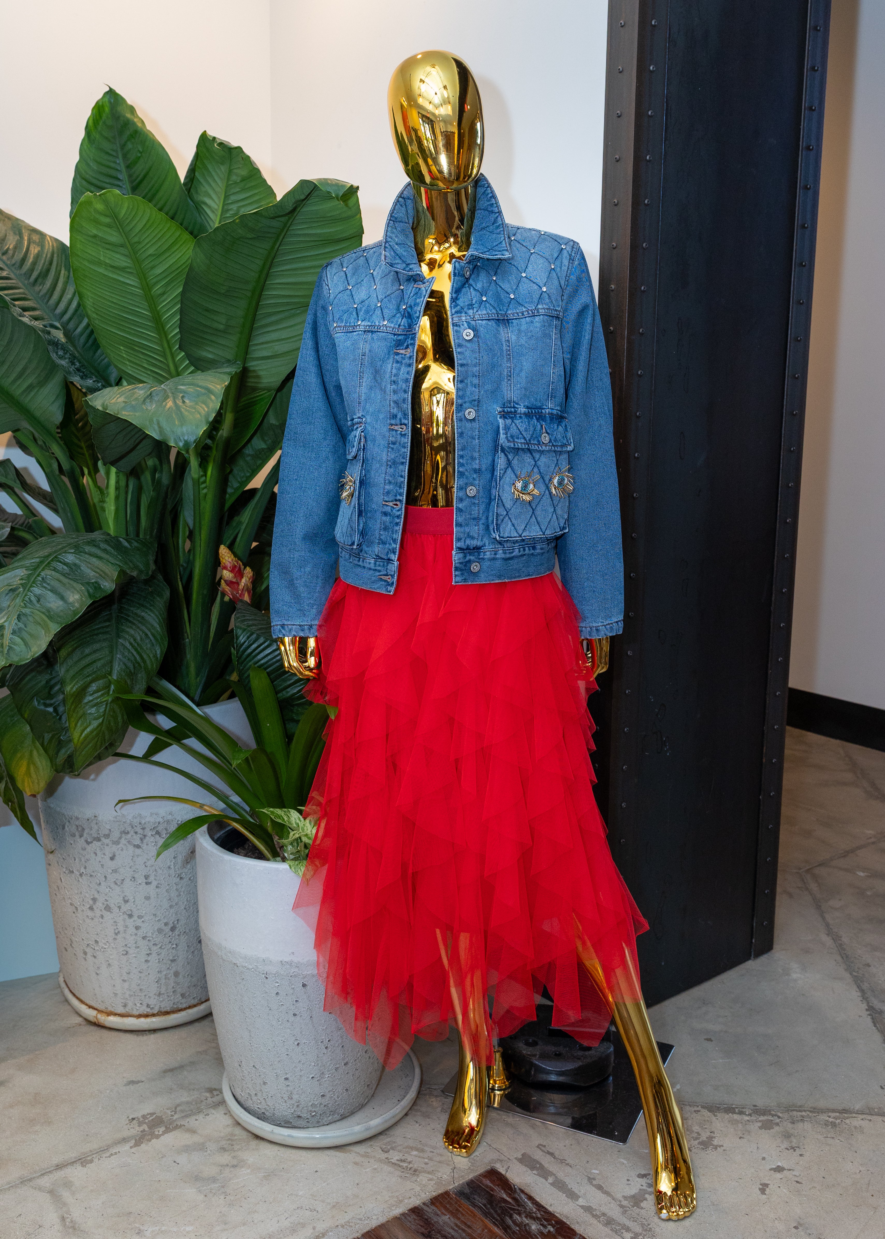 Hamsa Back Detail Denim Jacket