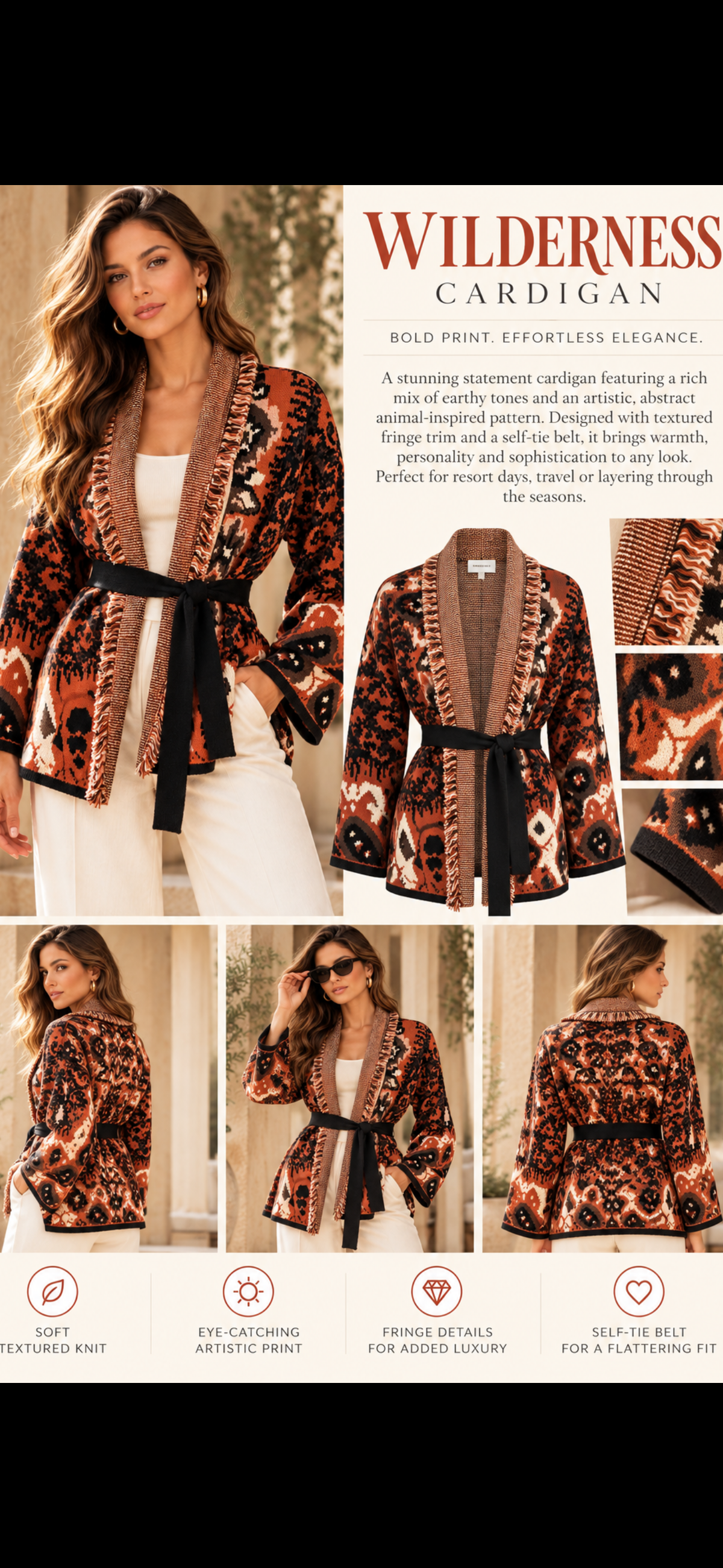 The Firenze Nero Print Cardigan