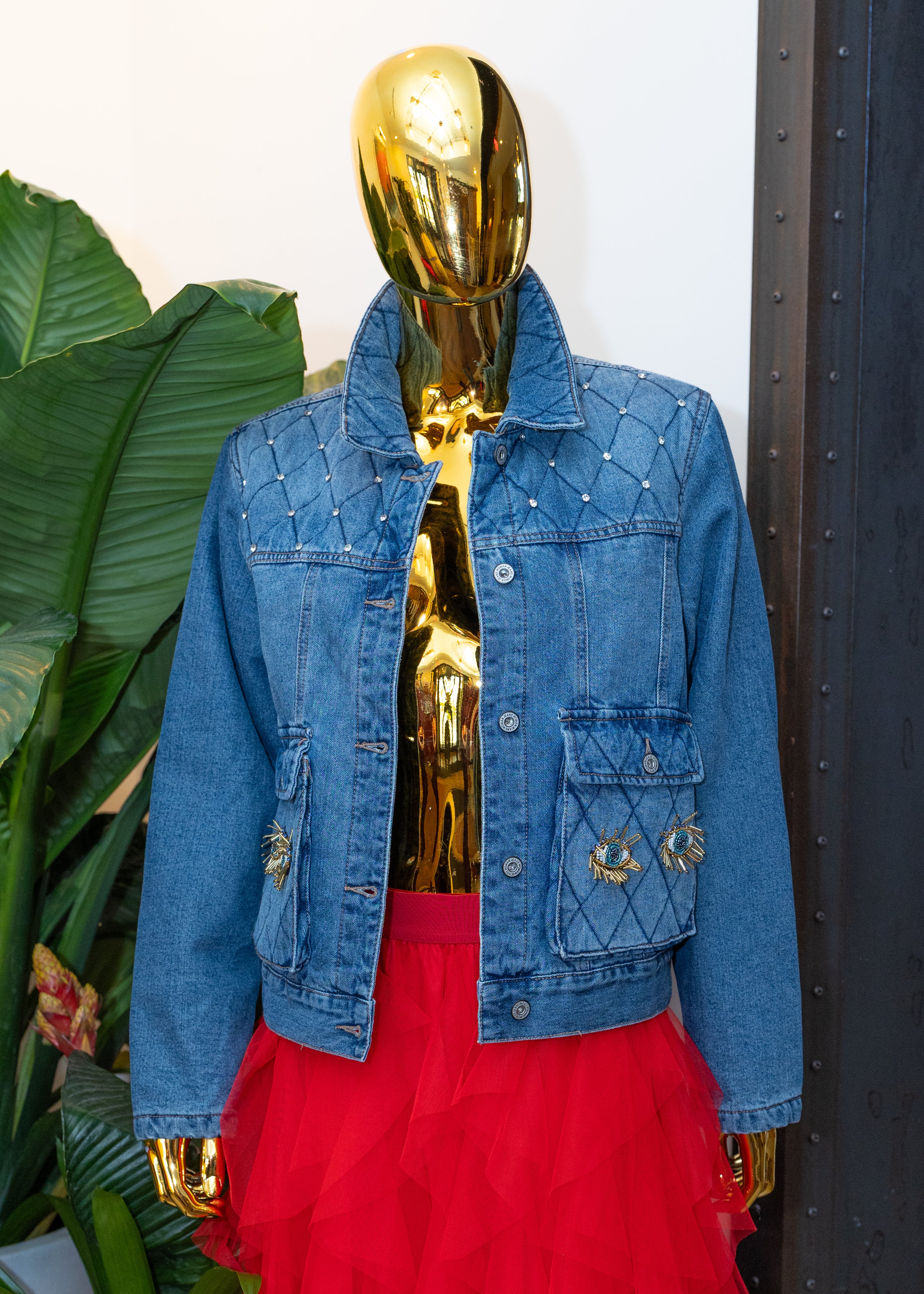 Hamsa Back Detail Denim Jacket
