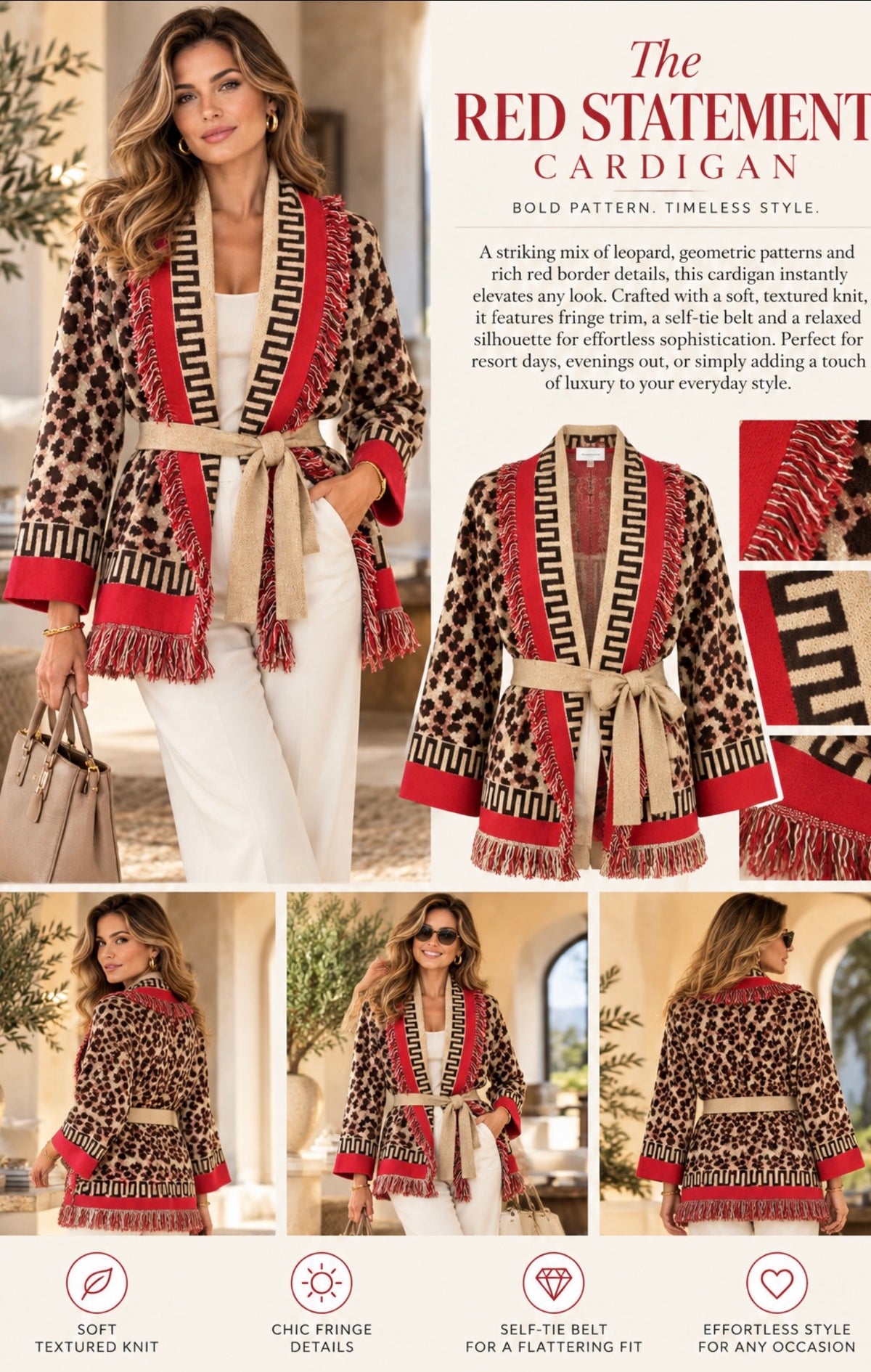 The Roma Rouge Fringe Cardigan