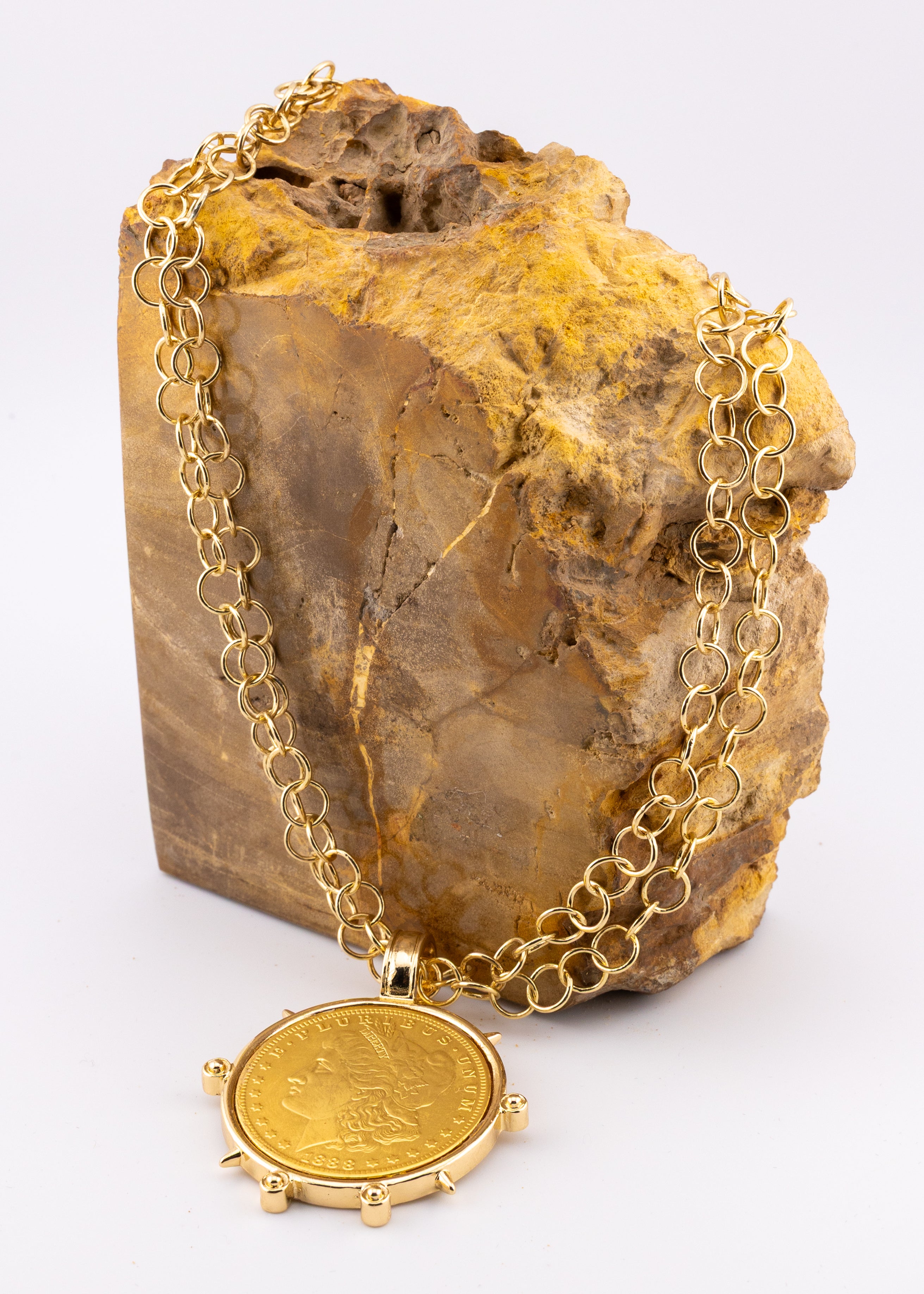 Double Chain Coin Necklace