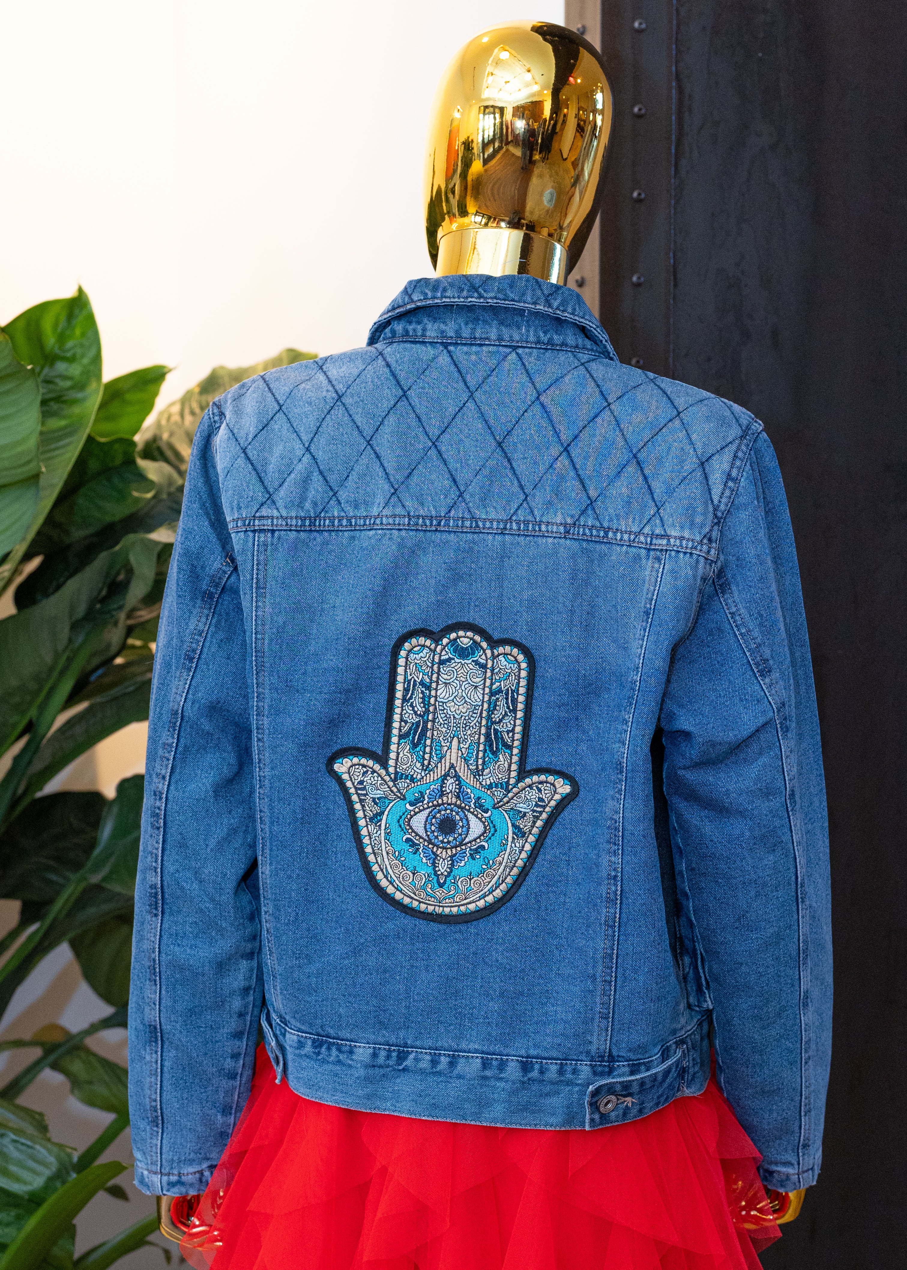 Hamsa Back Detail Denim Jacket