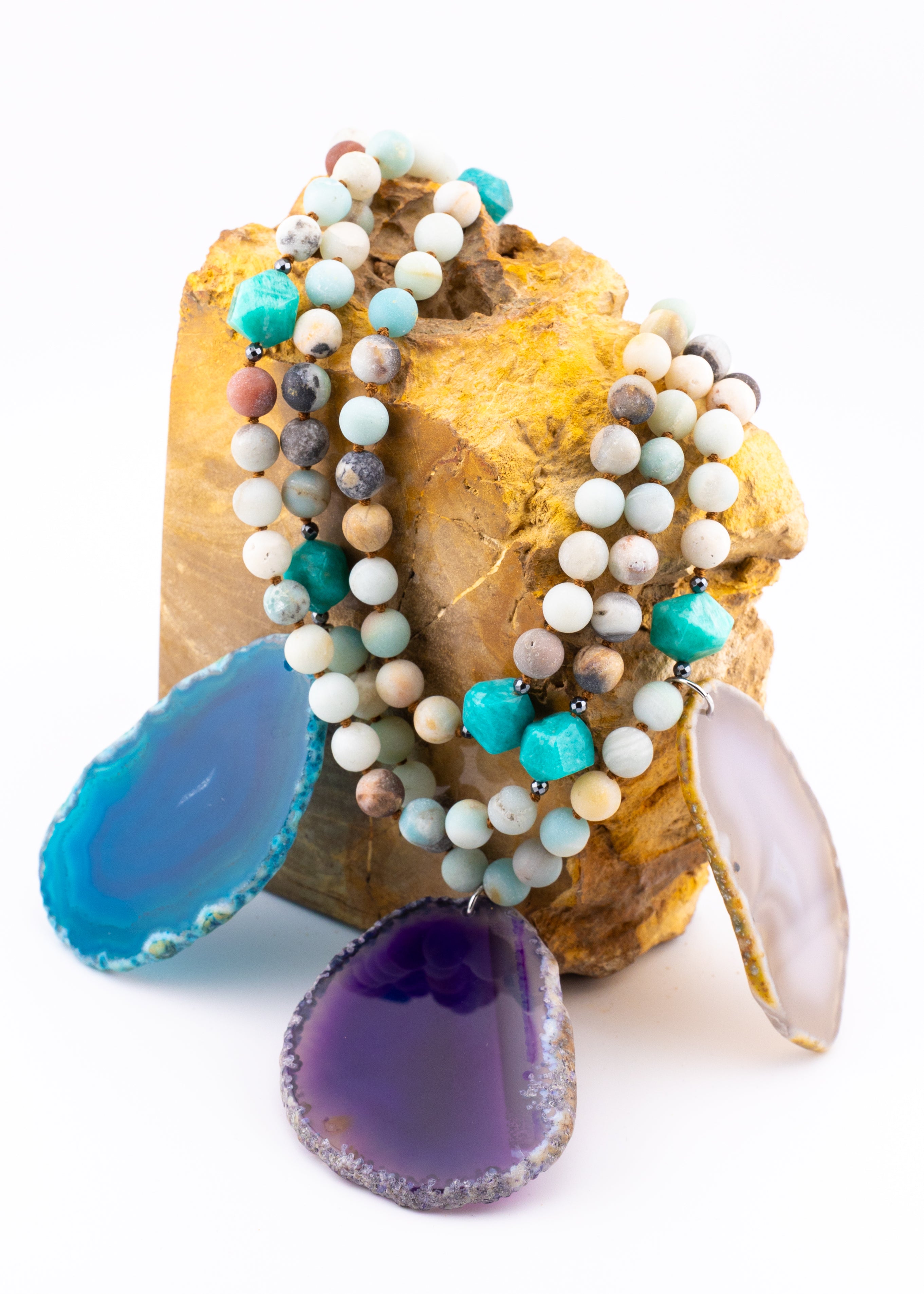 Agate Drop Multi-Strand Necklace