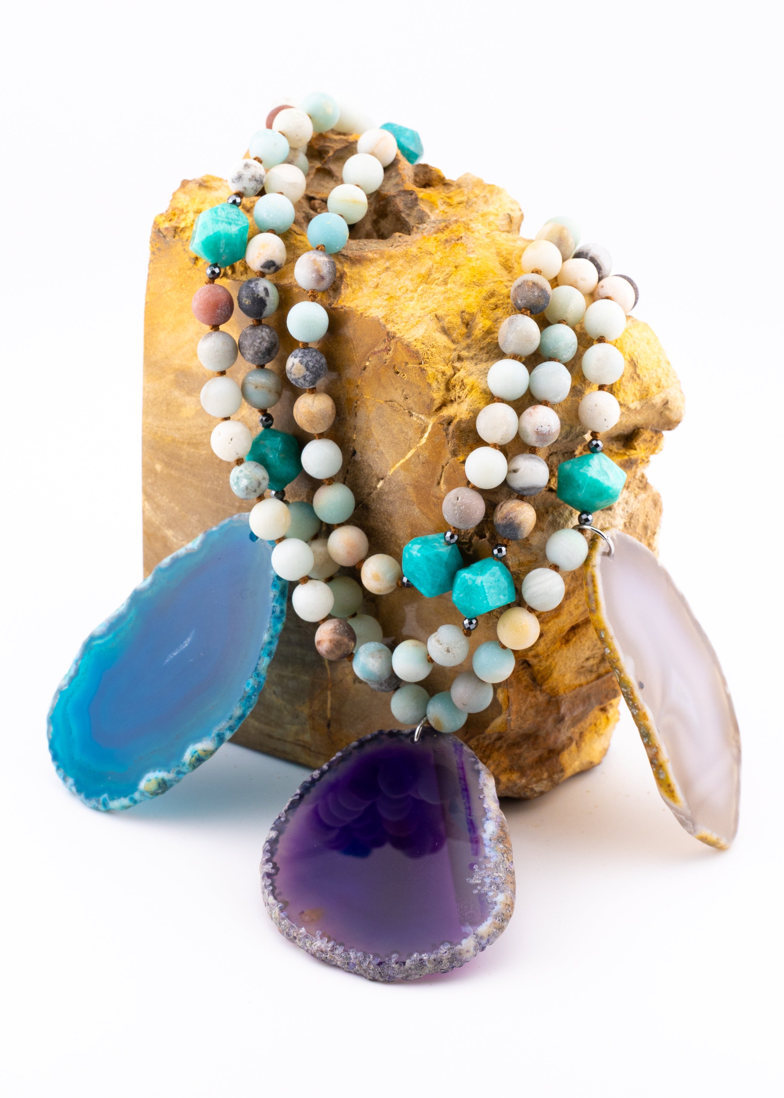 Agate Drop Multi-Strand Necklace