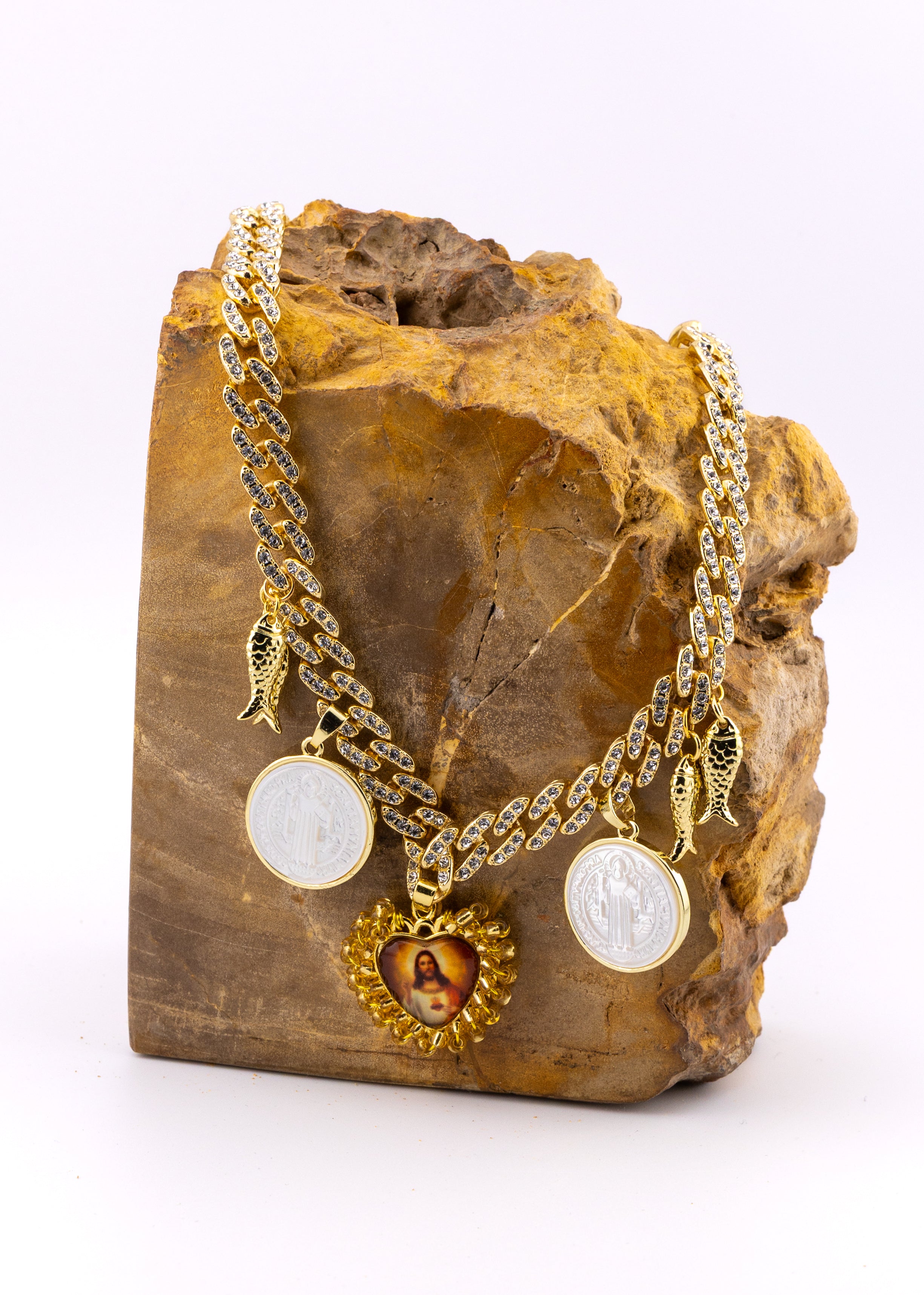 Pavé Chain Sacred Heart Necklace