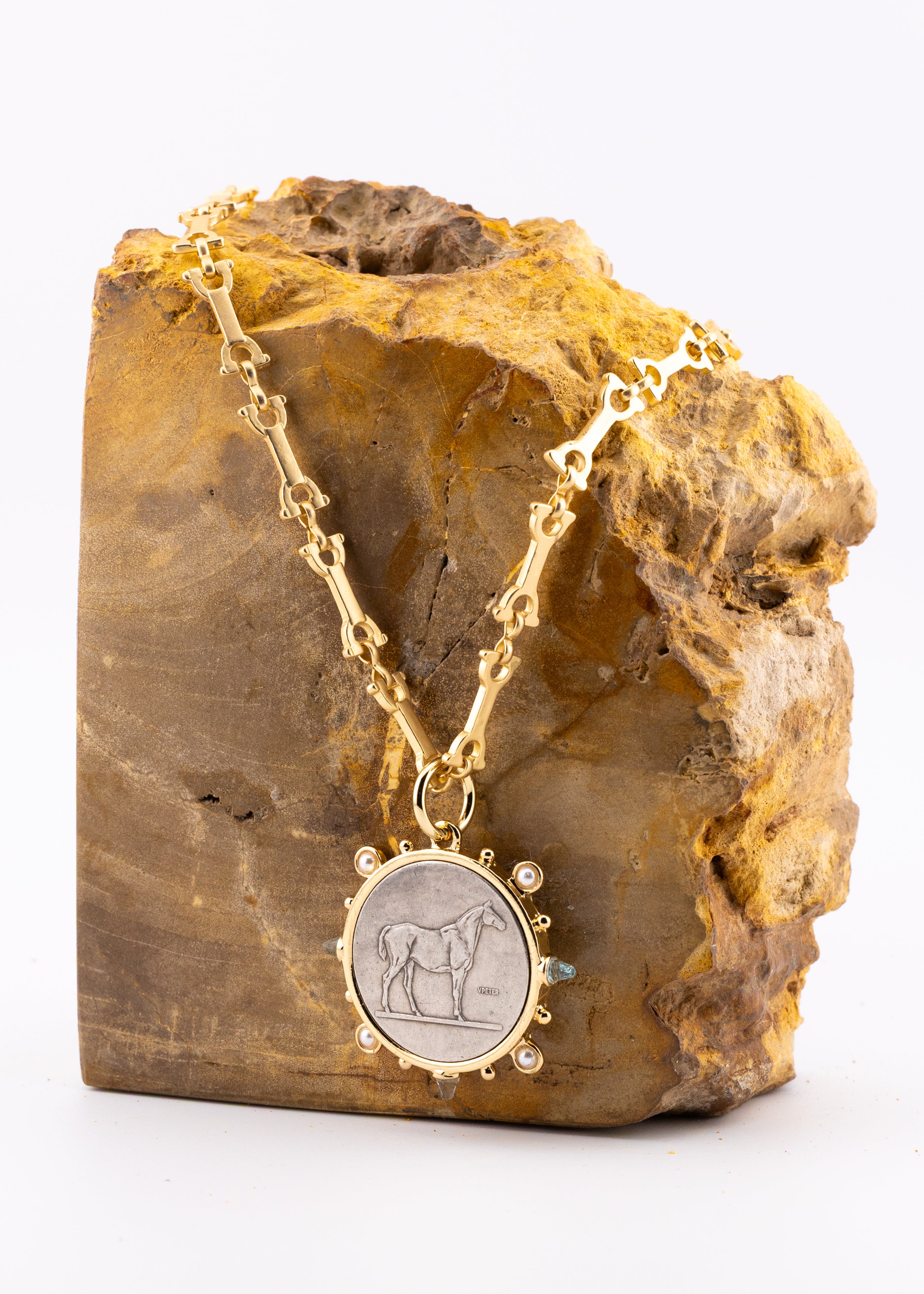 Equestrian Medallion Link Necklace
