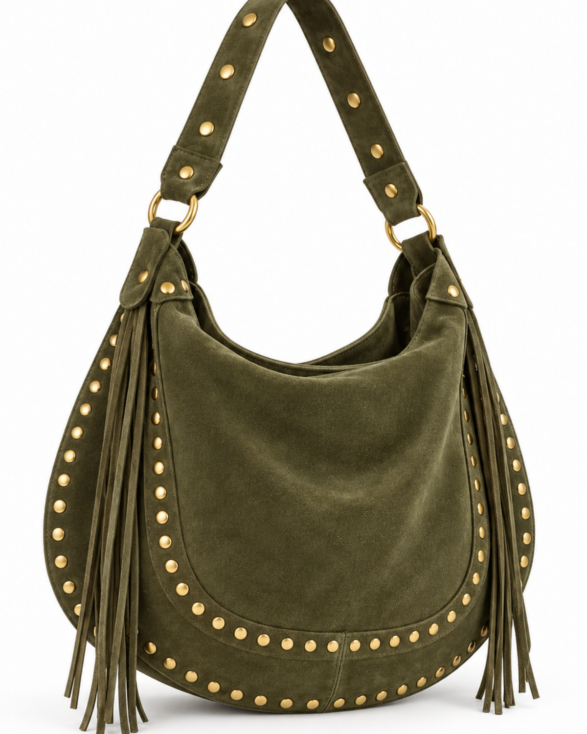The Siena Studded Suede Fringe Bag