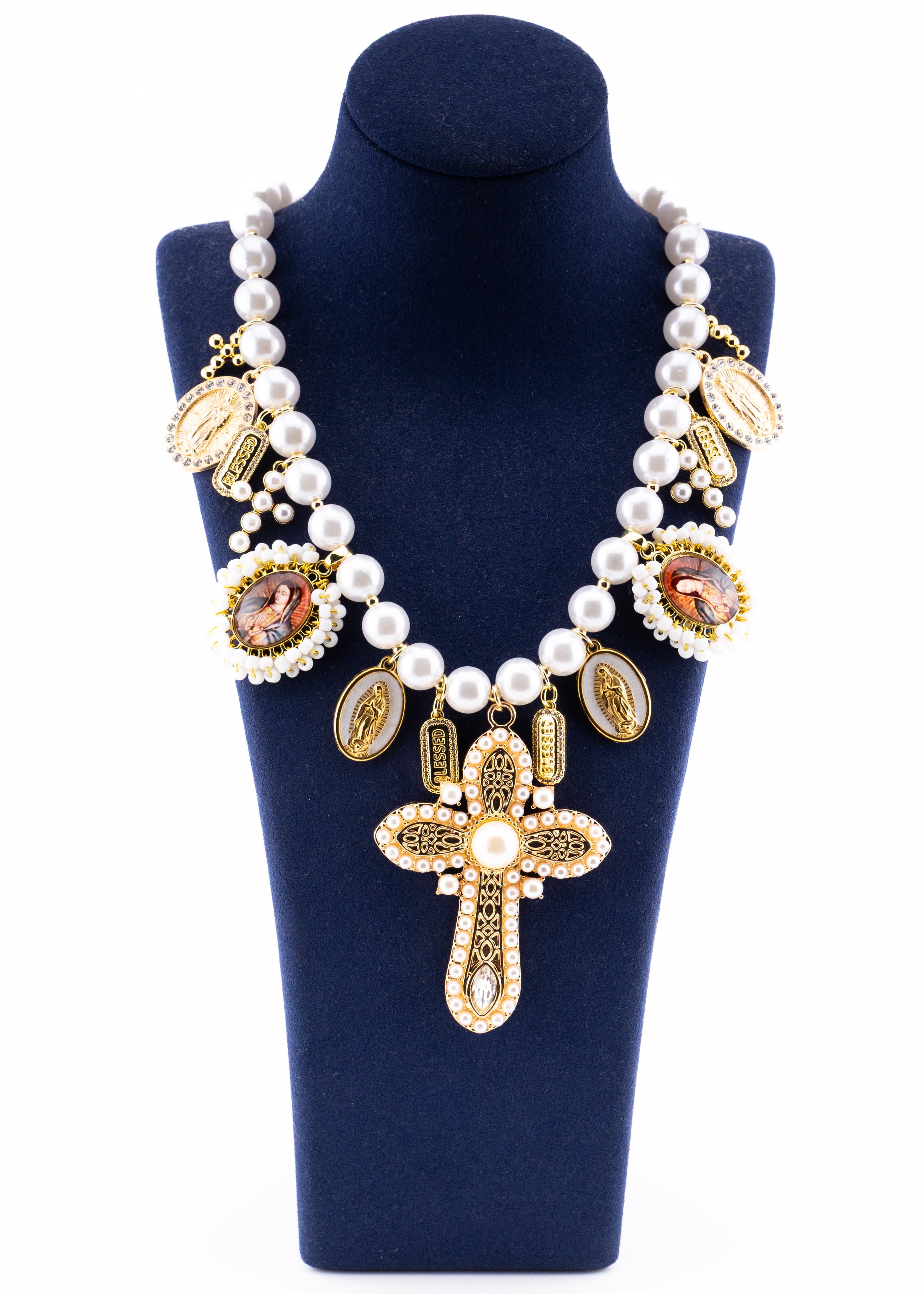 Pearl & Cross Statement Necklace