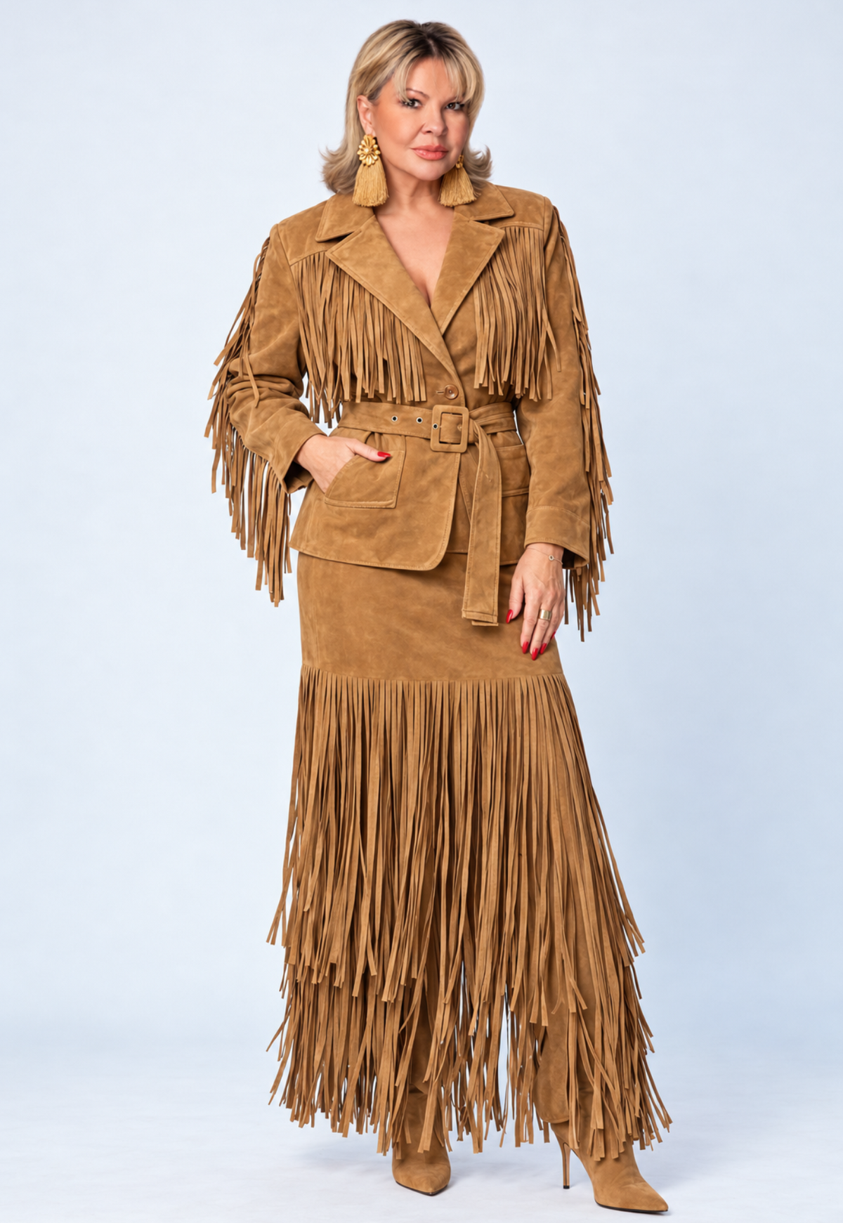 The Siena Fringe Peach Fuzz Jacket