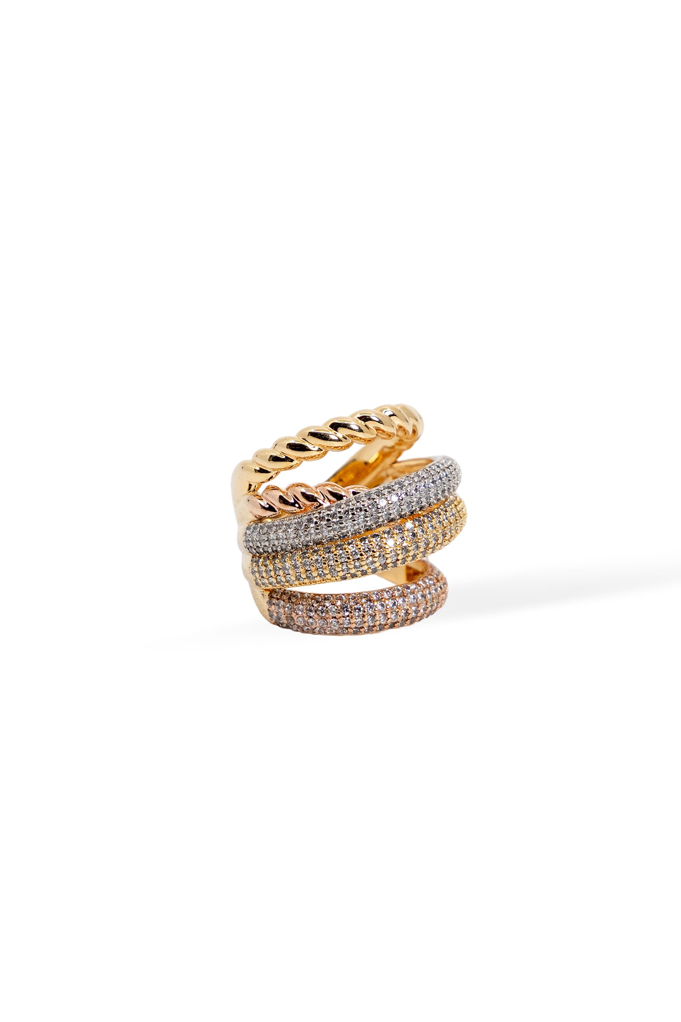 Luxe Twist Pave Ring - Two Tone