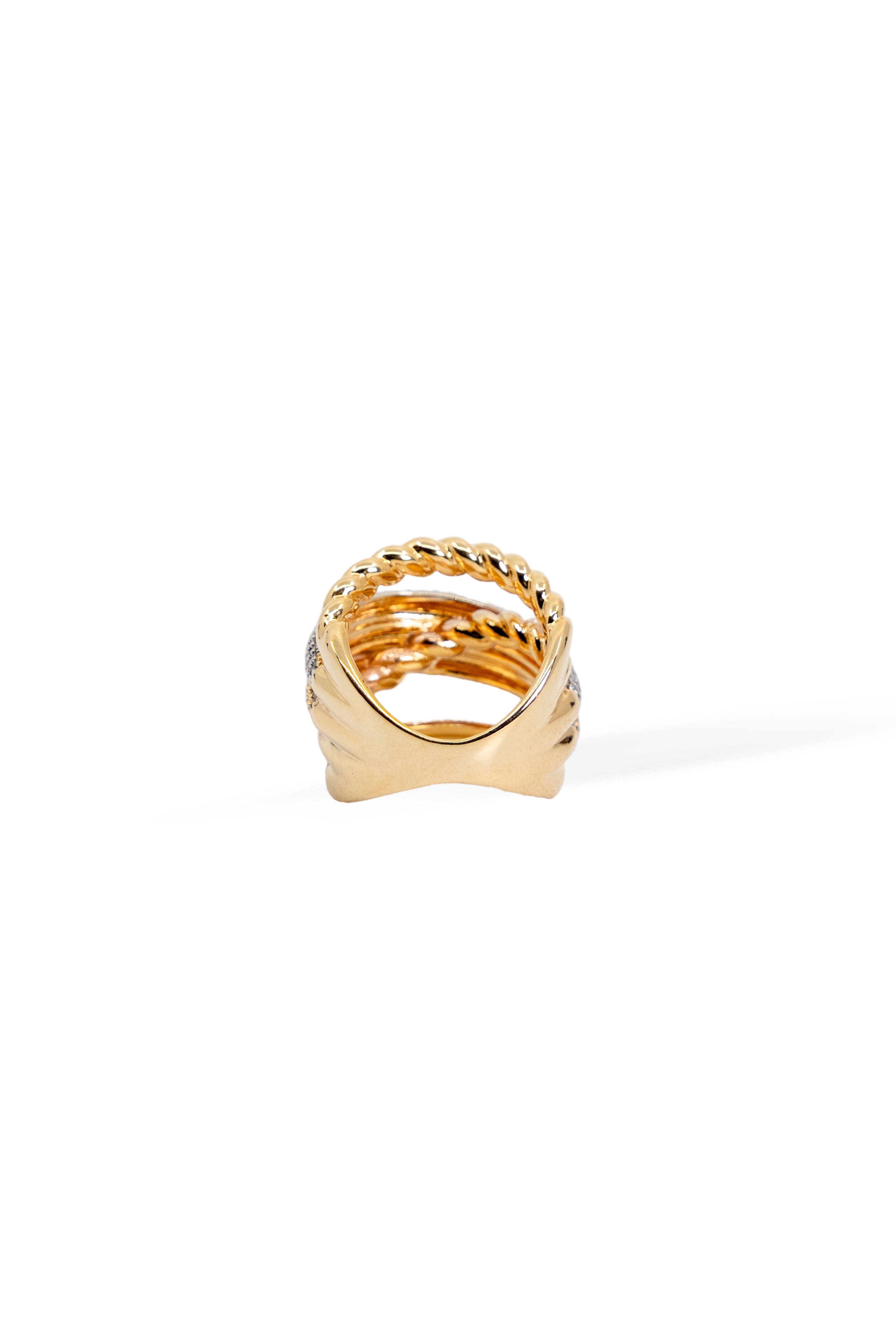 Luxe Twist Pave Ring – Gold, Silver & Two-Tone Multicolor  Elegance